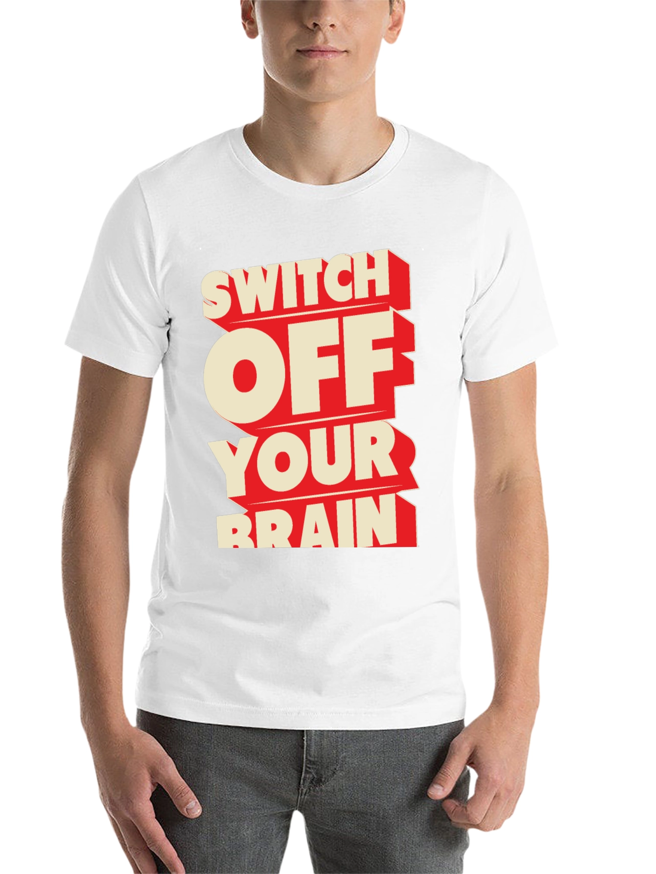Black Switch Off Your Brain Black Graphic Tee view 14