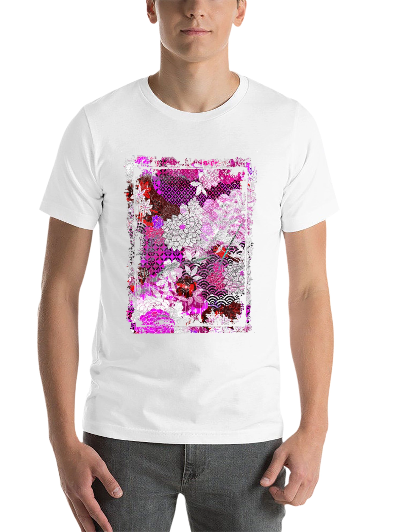 Black Floral Pattern Graphic Tee - Black view 14