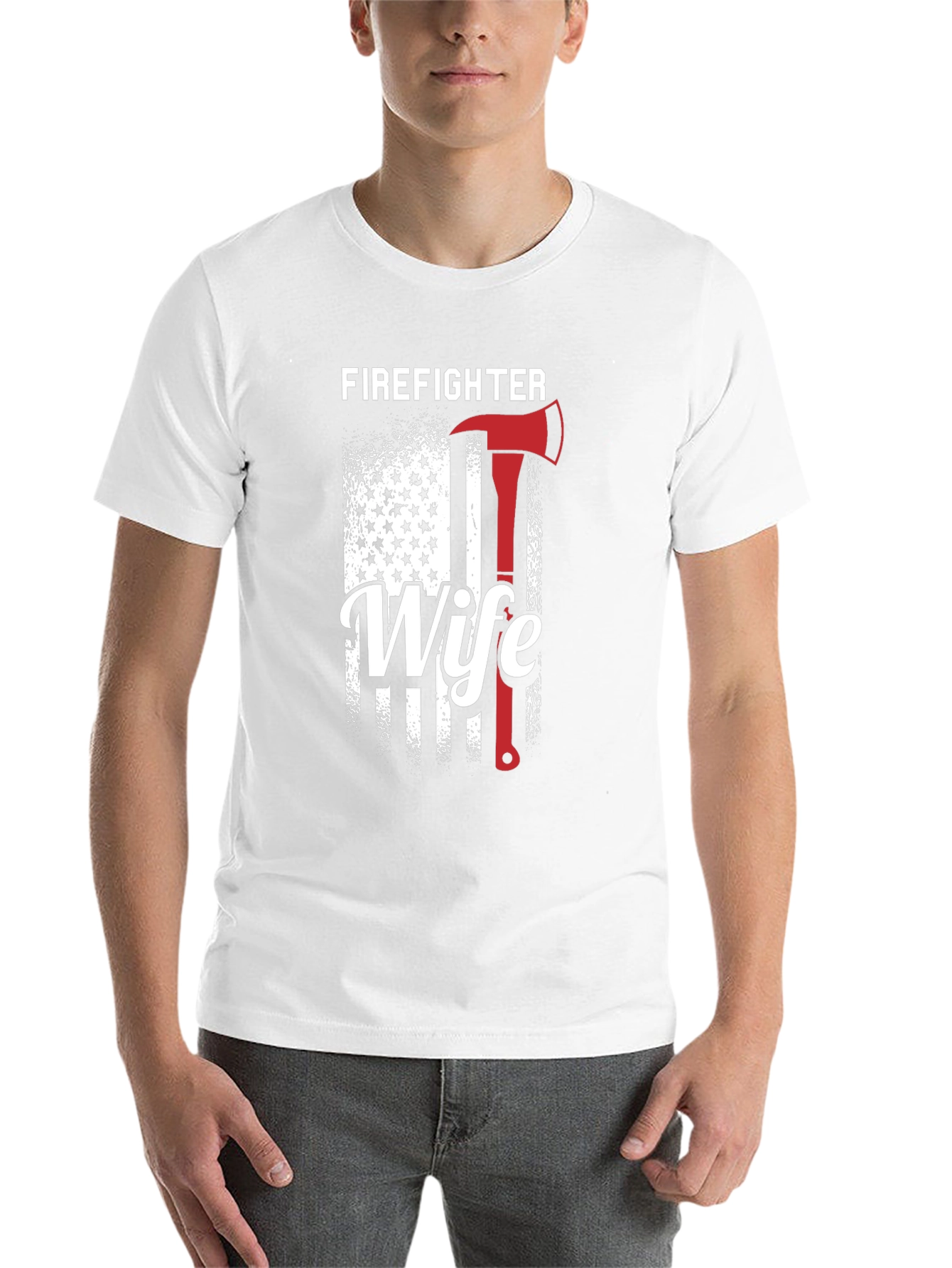 Black Firefighter Wife Graphic Tee - American Flag view 14