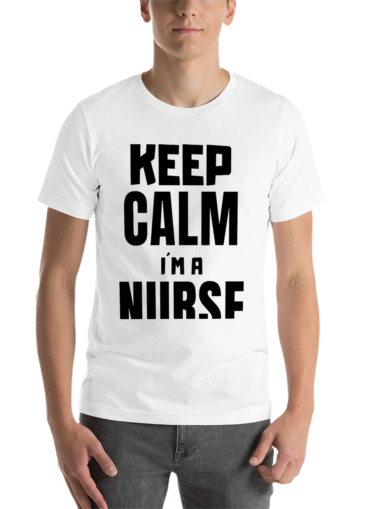 Black Keep Calm I'm A Nurse T-Shirt - Black Cotton Tee view 14