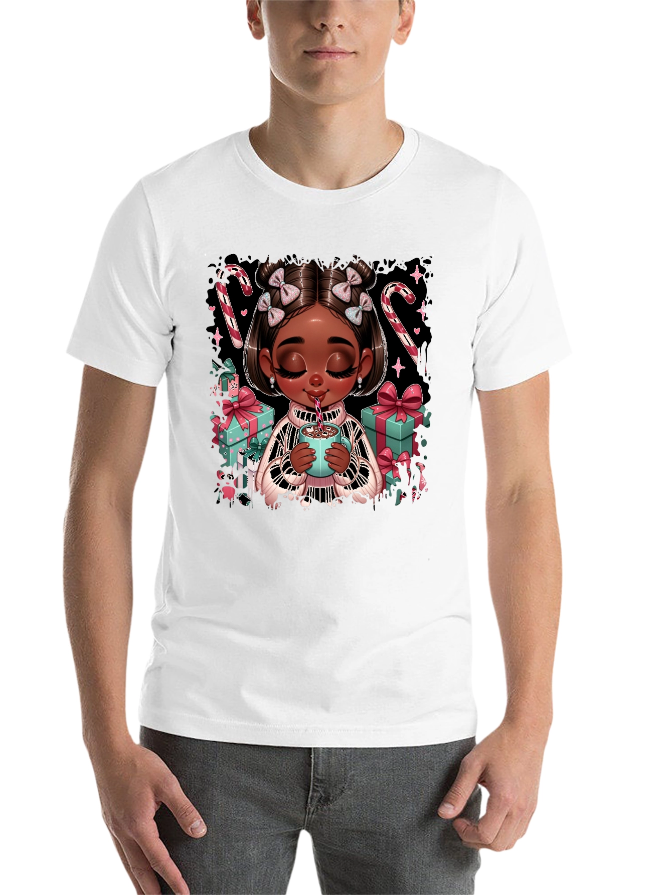 Black Festive Holiday Girl Graphic Tee view 14