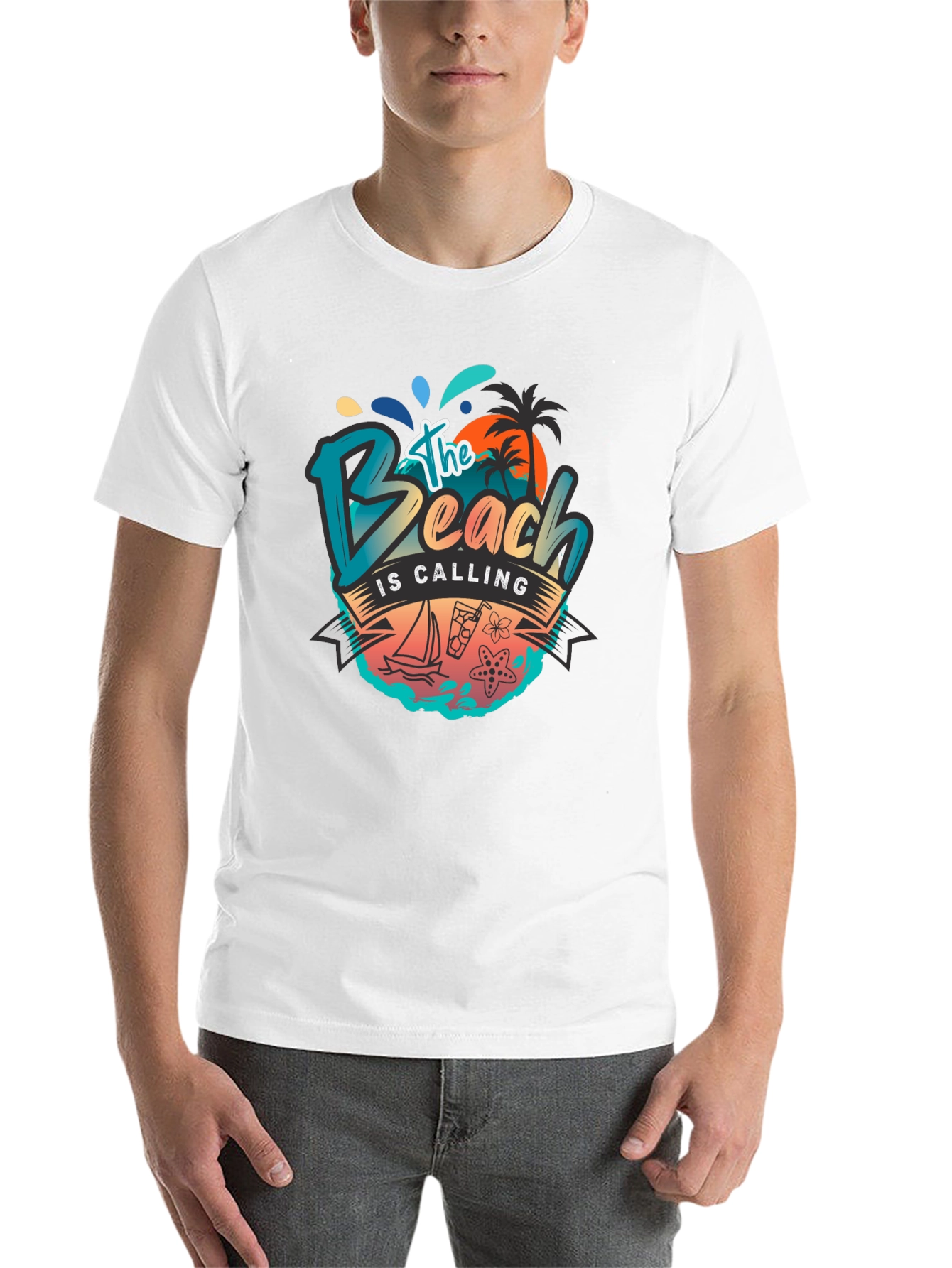 Black The Beach Is Calling Graphic T-Shirt - Black view 14