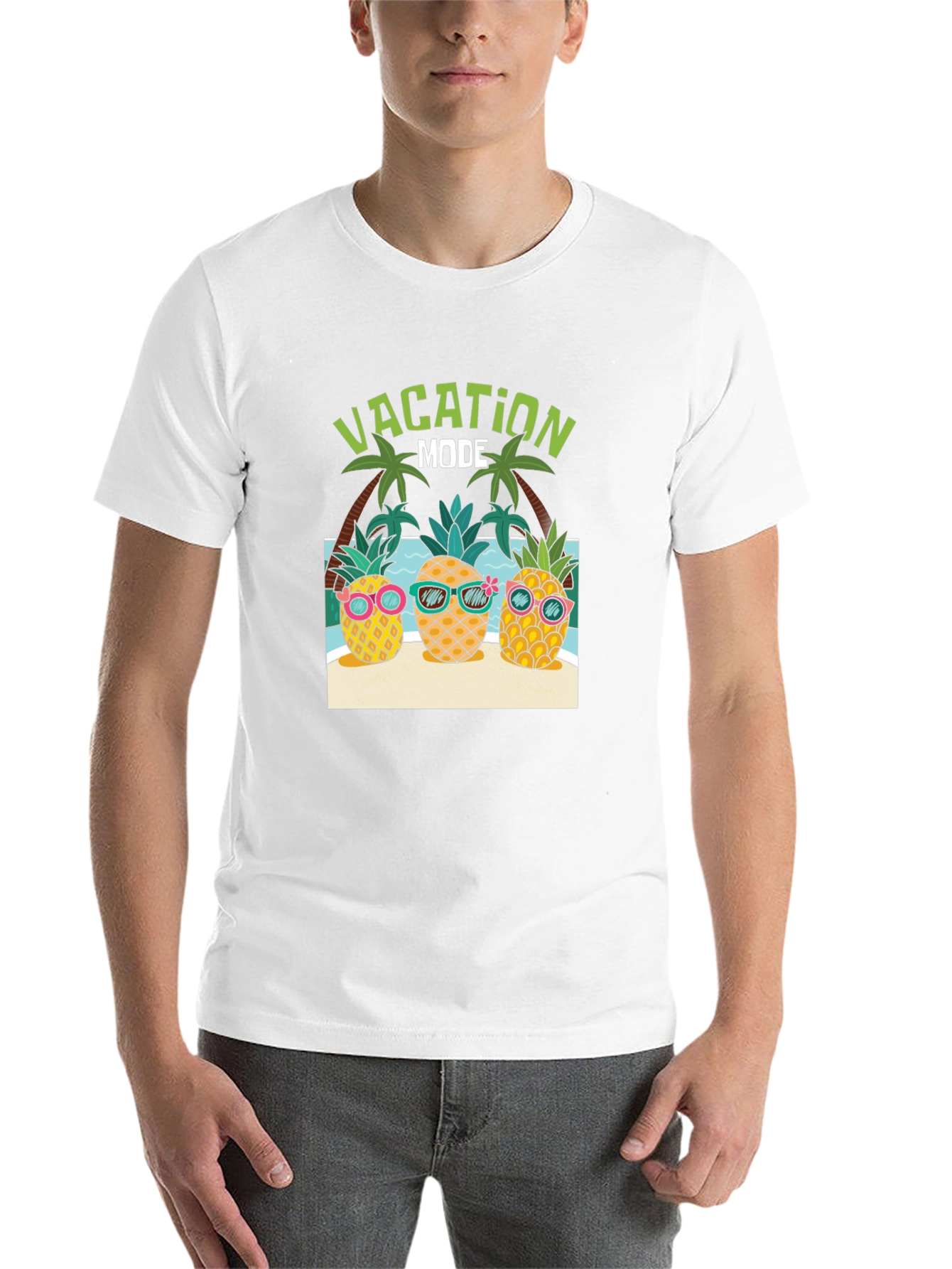 Black Vacation Mode Pineapple Graphic Tee view 14
