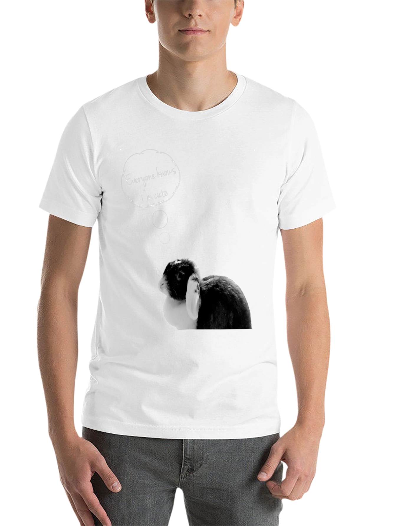 Black Cute Bunny T-Shirt - "Everyone Knows I'm Cute" view 14