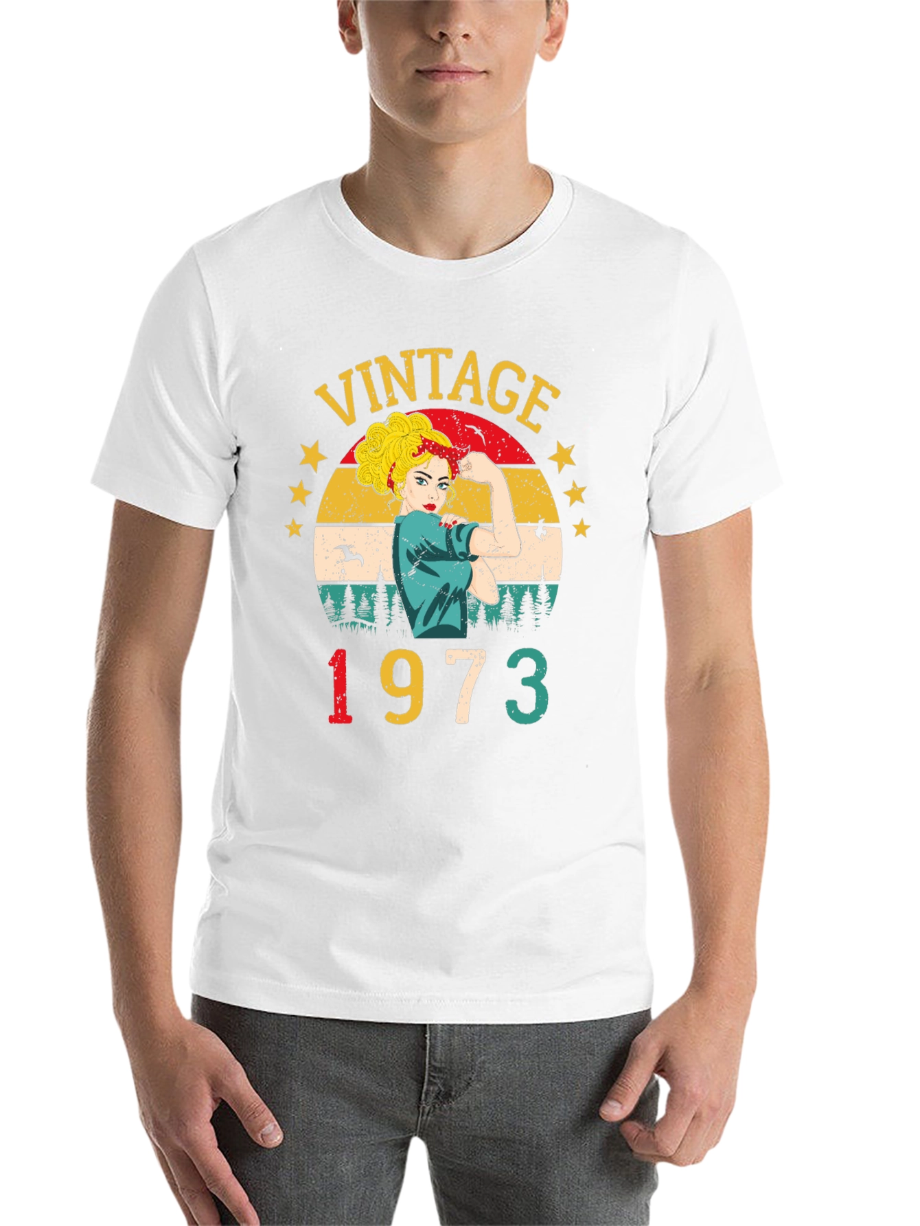 Black Vintage 1973 Birthday T-Shirt view 14