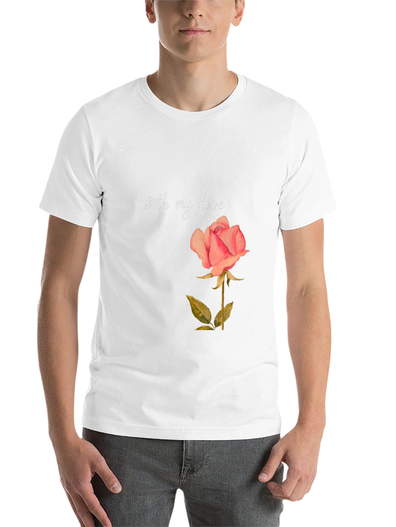 Black Romantic Rose T-Shirt - With My Love Design view 14