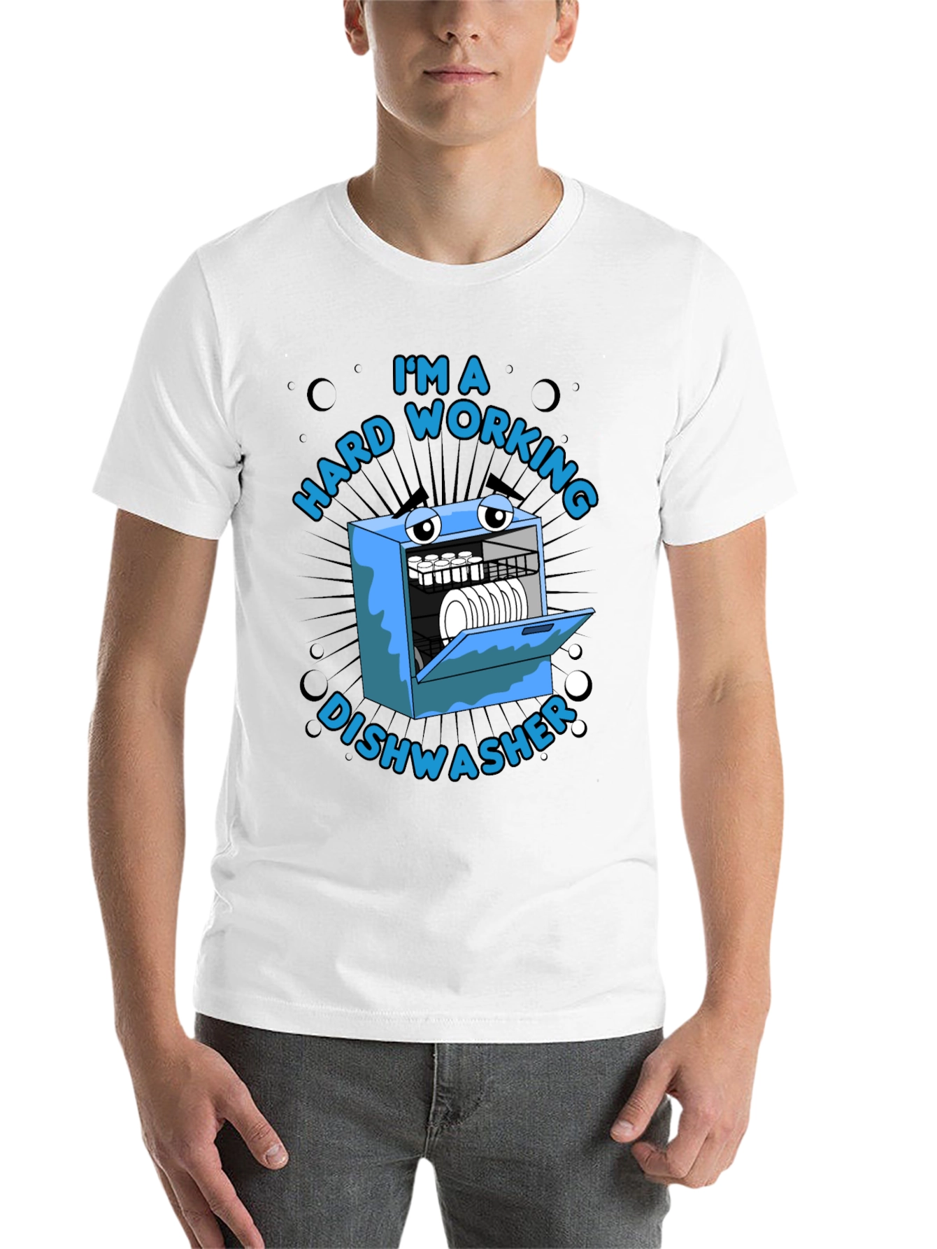 Black Hard Working Dishwasher Graphic T-Shirt view 14