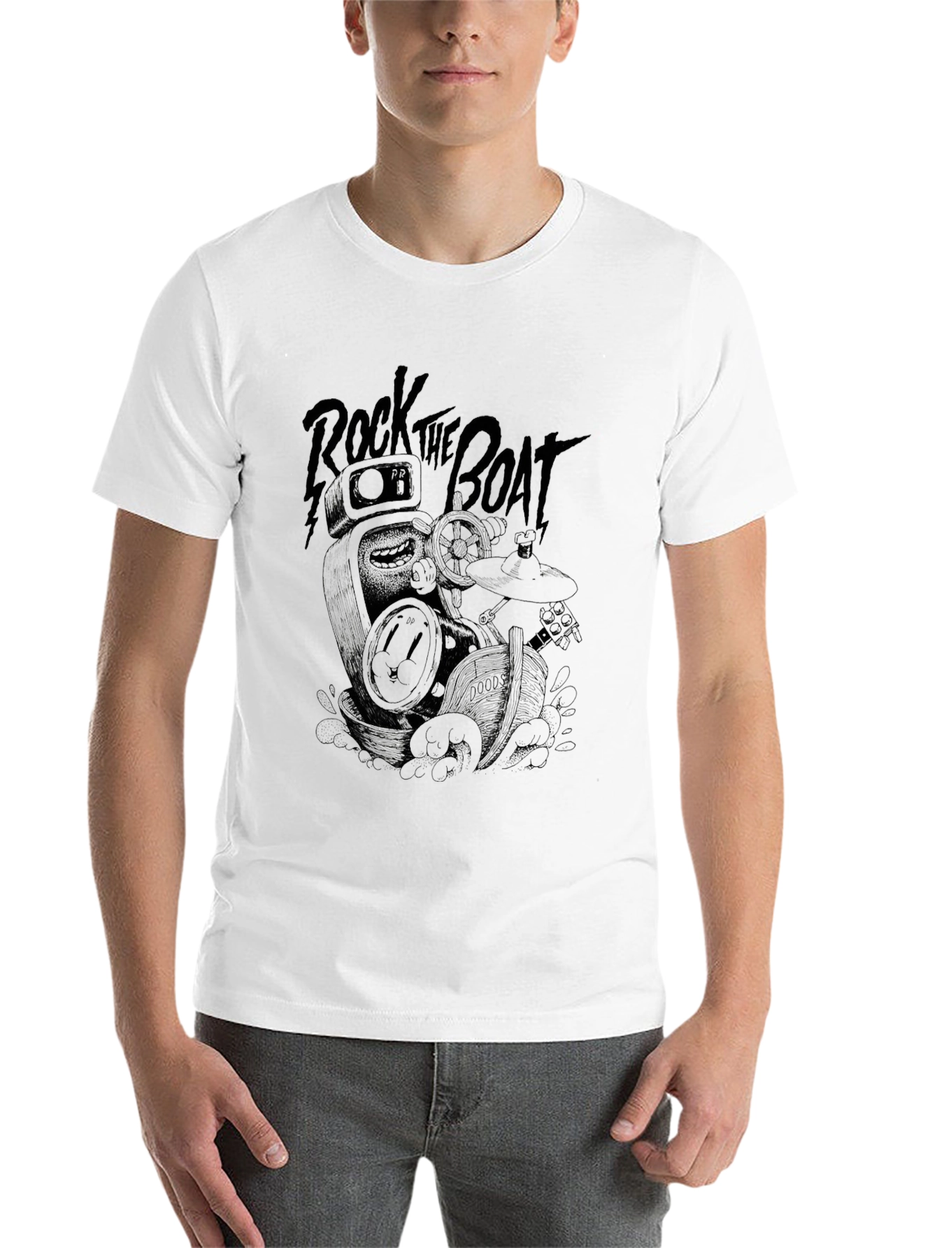 Black Rock the Boat Graphic Tee - Black Cotton Blend view 14