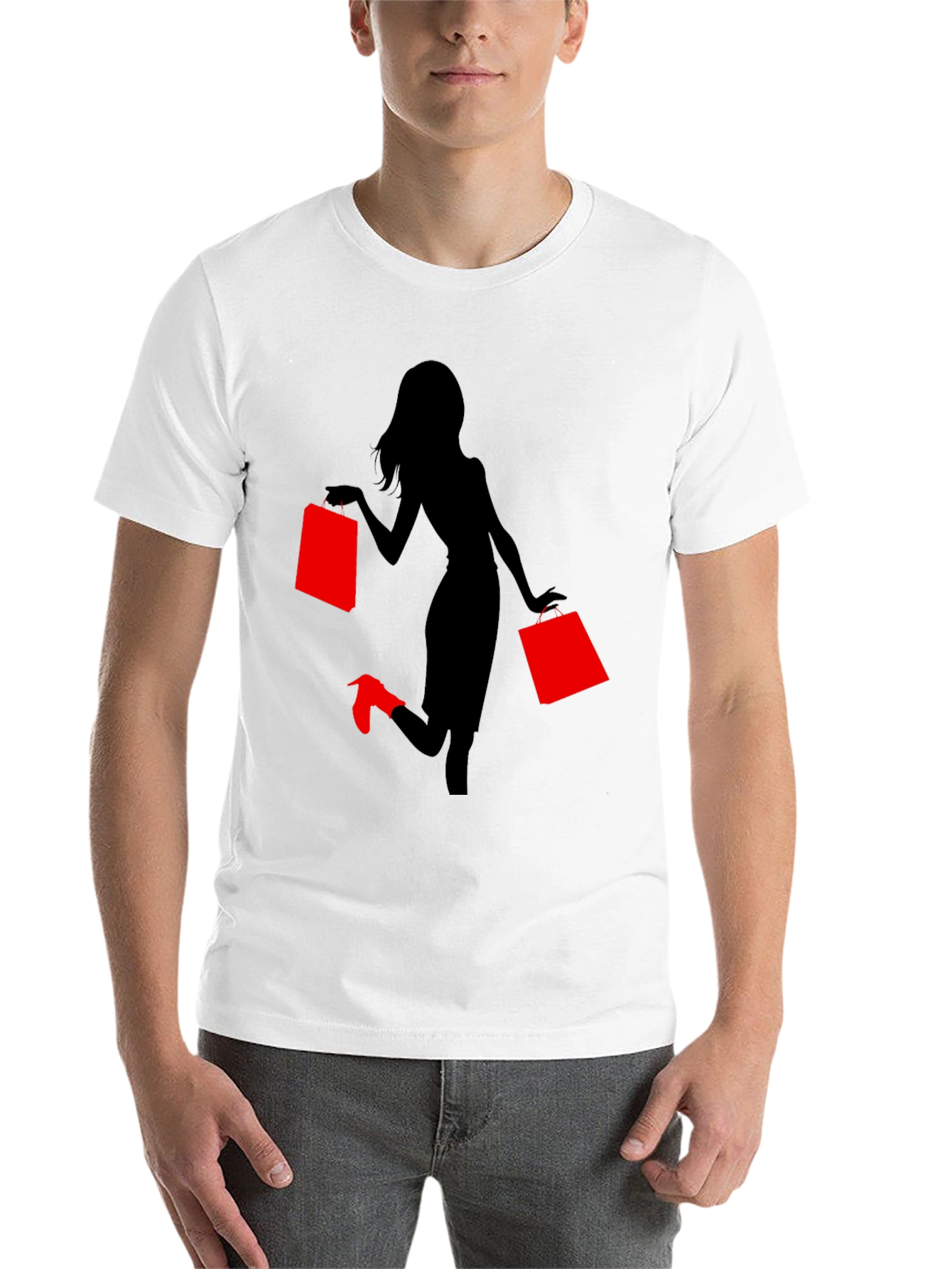 Black Stylish Woman Shopping Graphic Tee - Black view 14