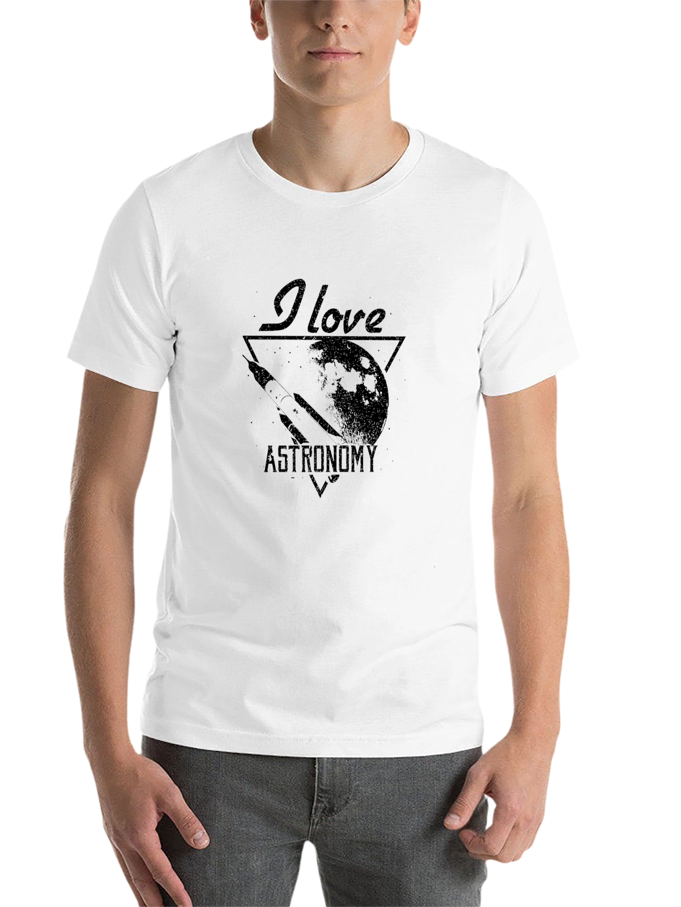 Black I Love Astronomy Black Graphic T-Shirt view 14