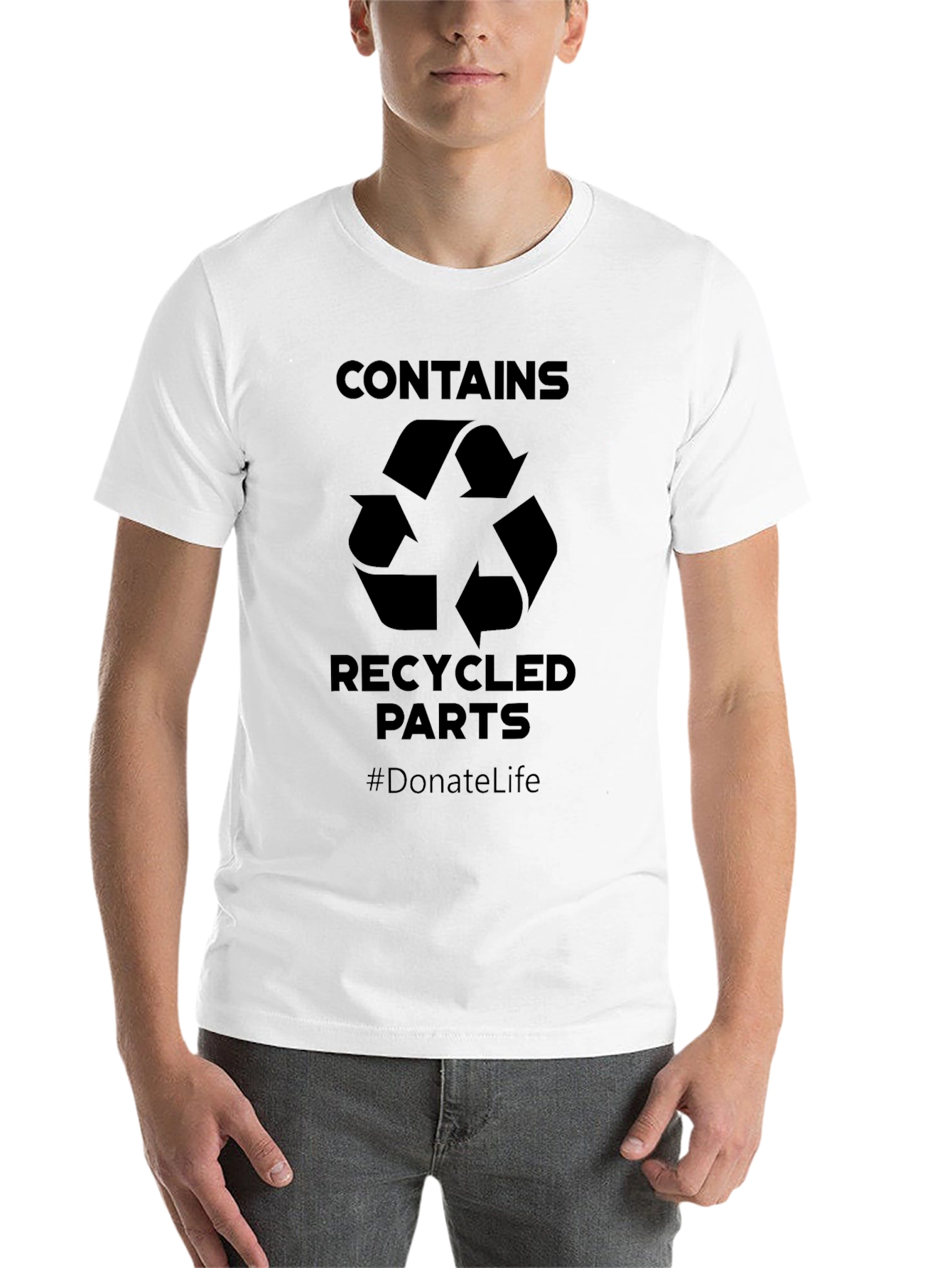 Black Contains Recycled Parts T-Shirt - Donate Life view 14