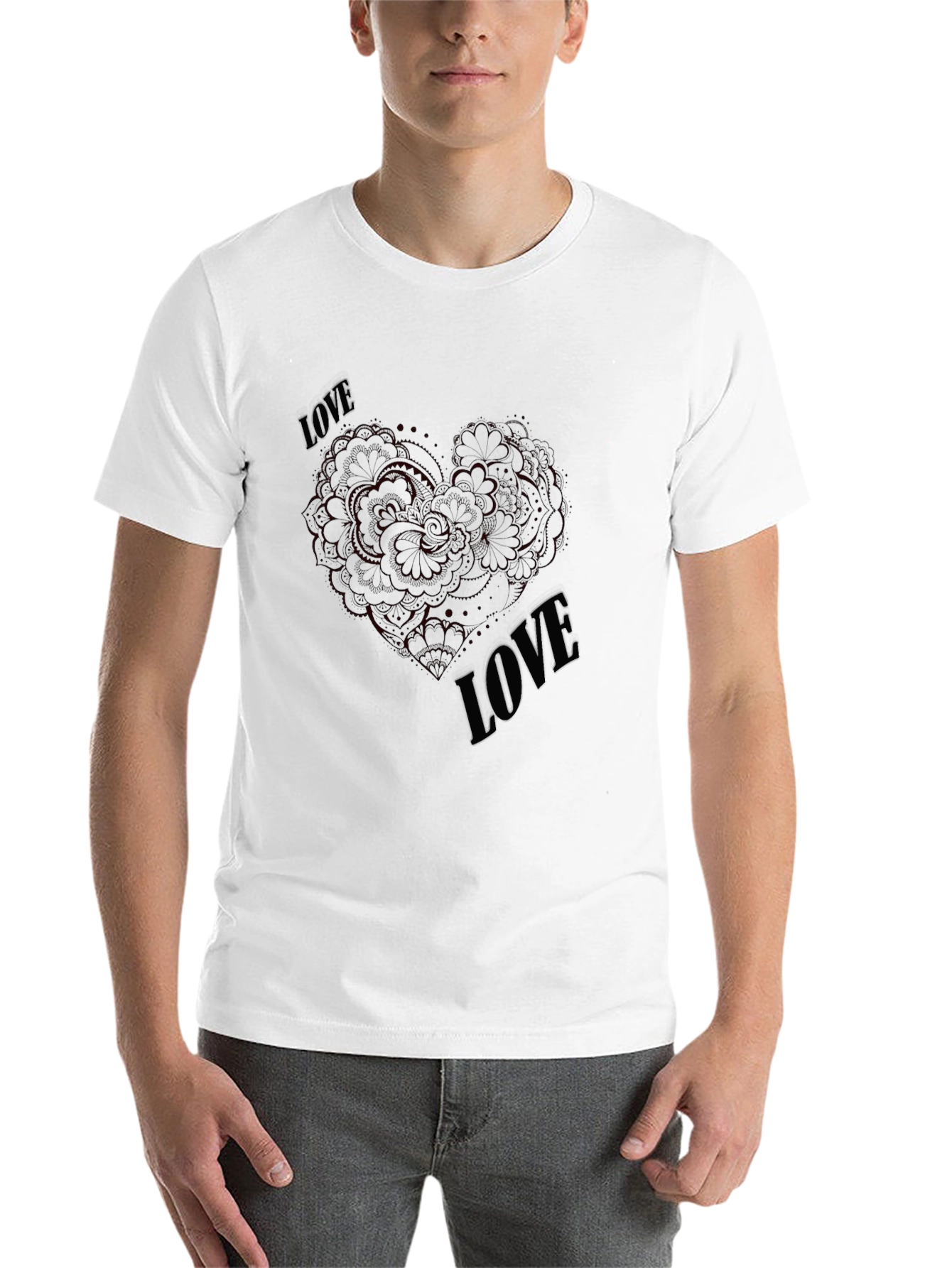 Black Love Heart Graphic Tee - Stylish Black T-Shirt view 14