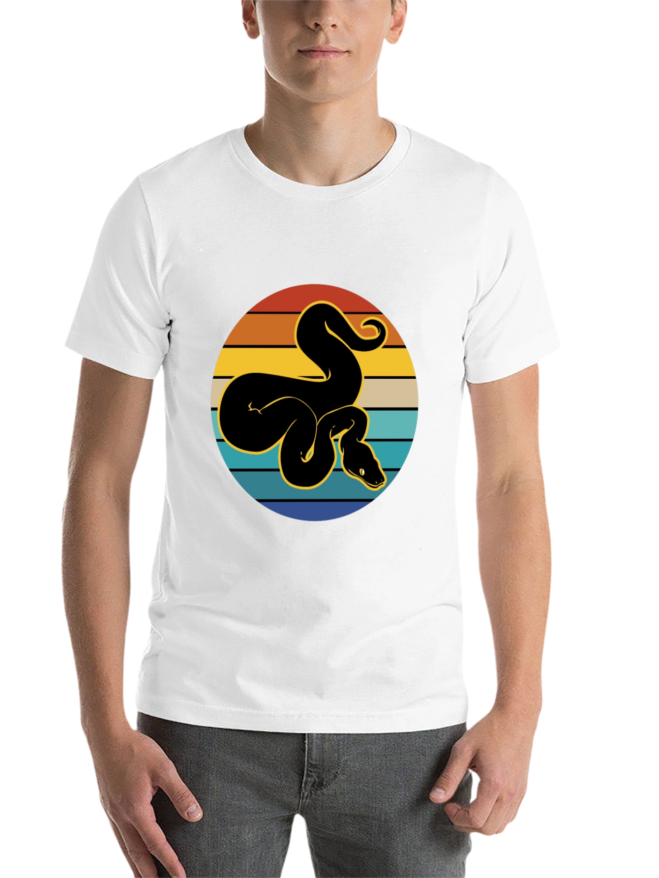 Black Retro Snake Graphic Tee - Black T-Shirt view 14