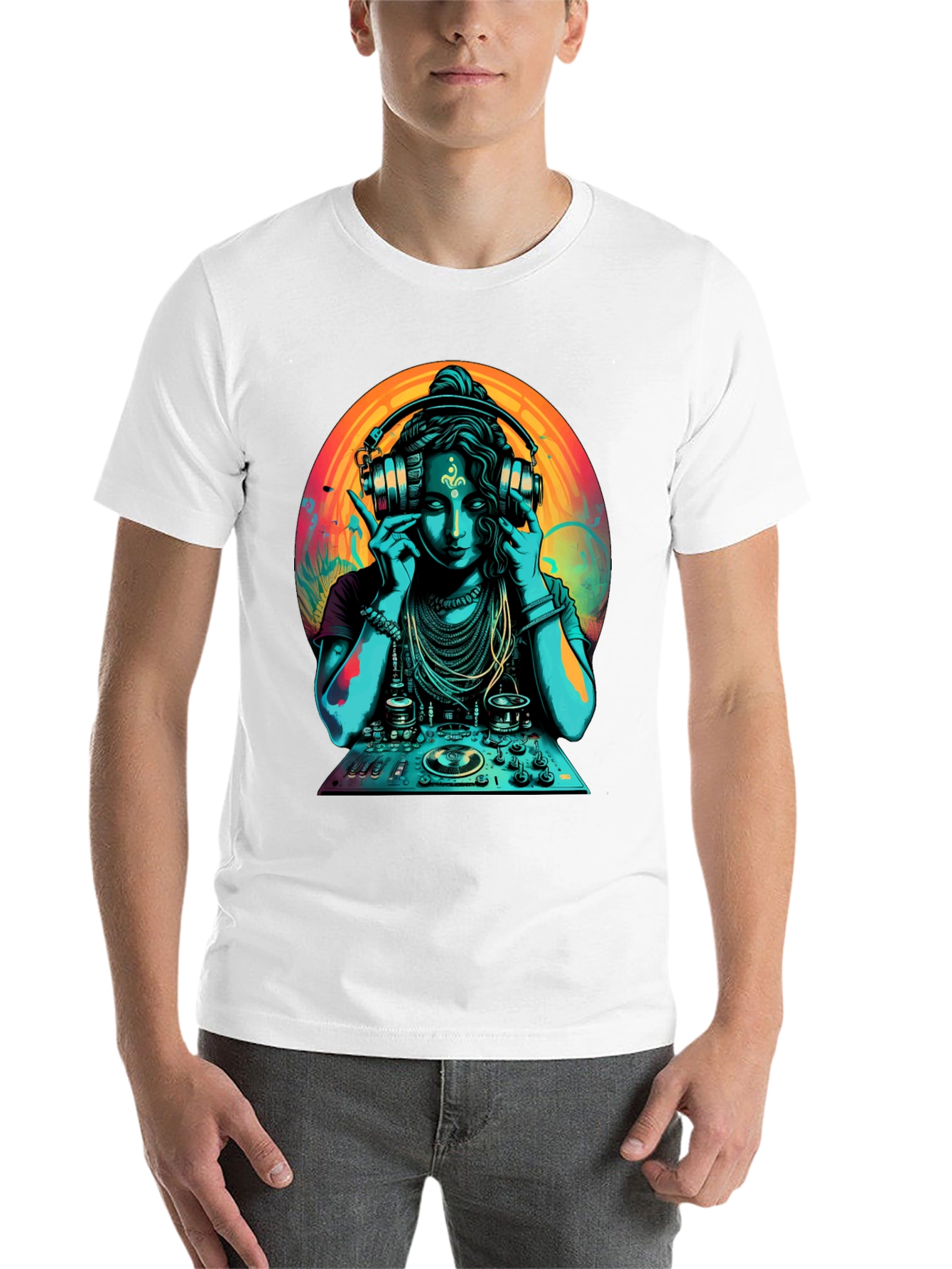 Black DJ Shiva T-Shirt - Black Cotton Graphic Tee view 14
