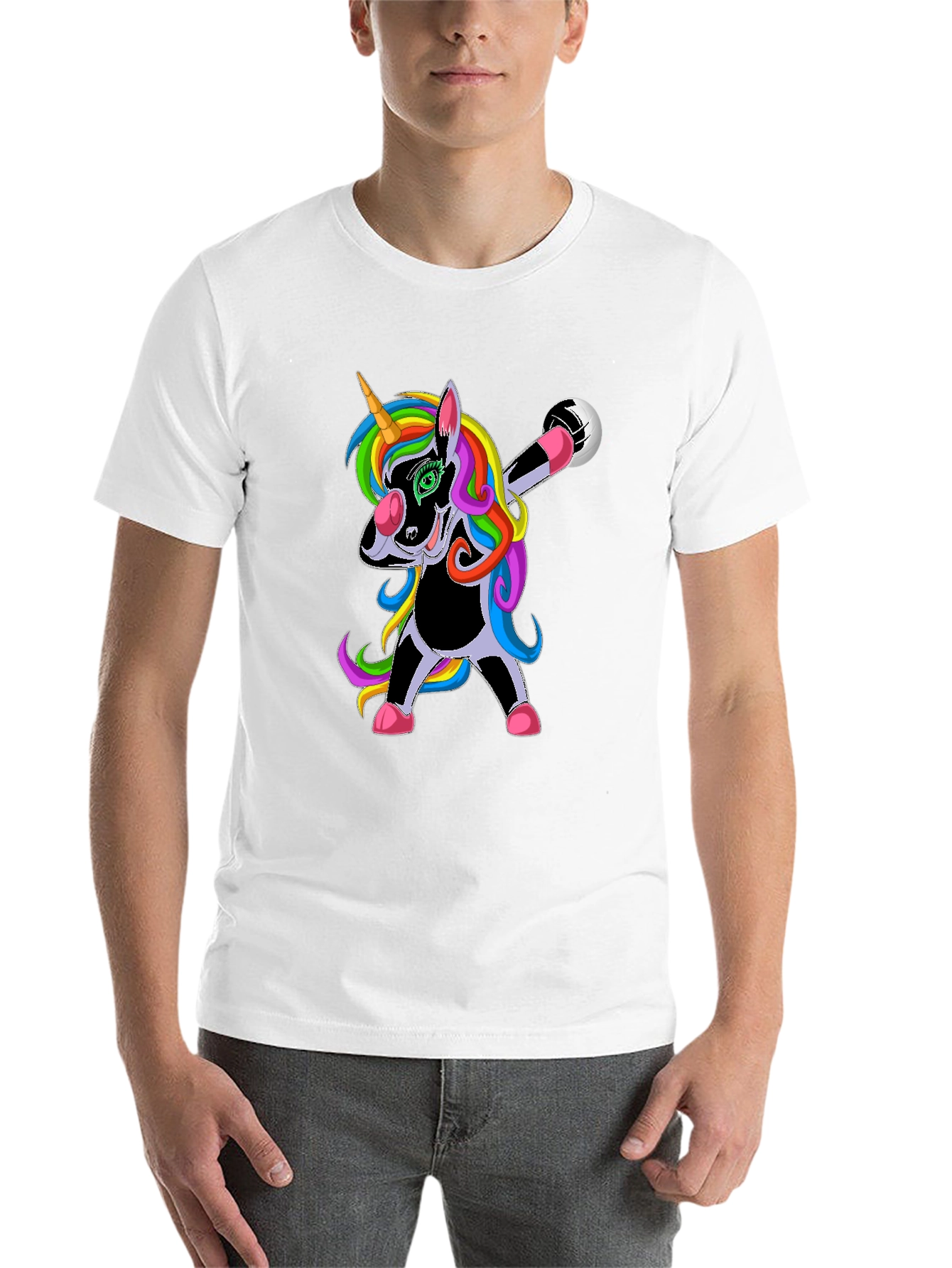 Black Dabbing Unicorn Soccer T-Shirt view 14