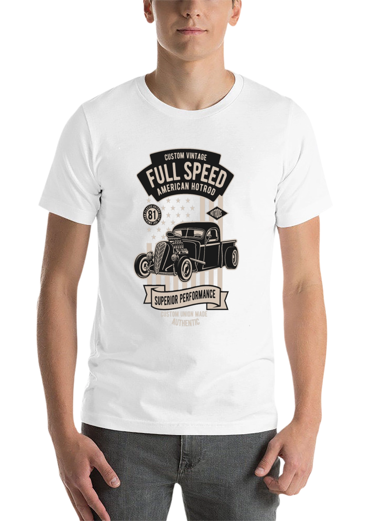 Black Full Speed American Hotrod Black Graphic T-Shirt view 14