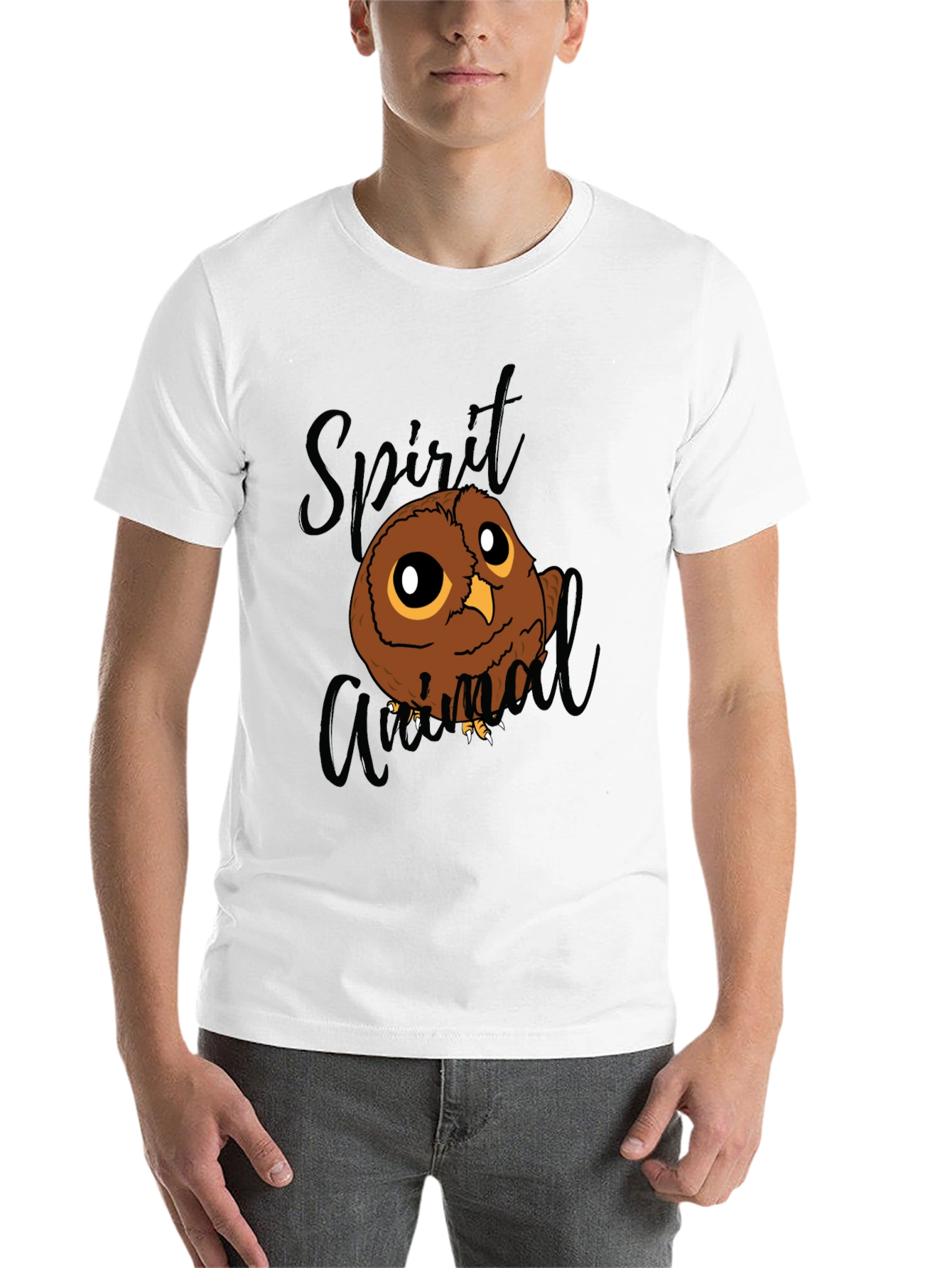 Black Spirit Animal Owl Graphic Tee - Black Cotton Blend T-Shirt view 14