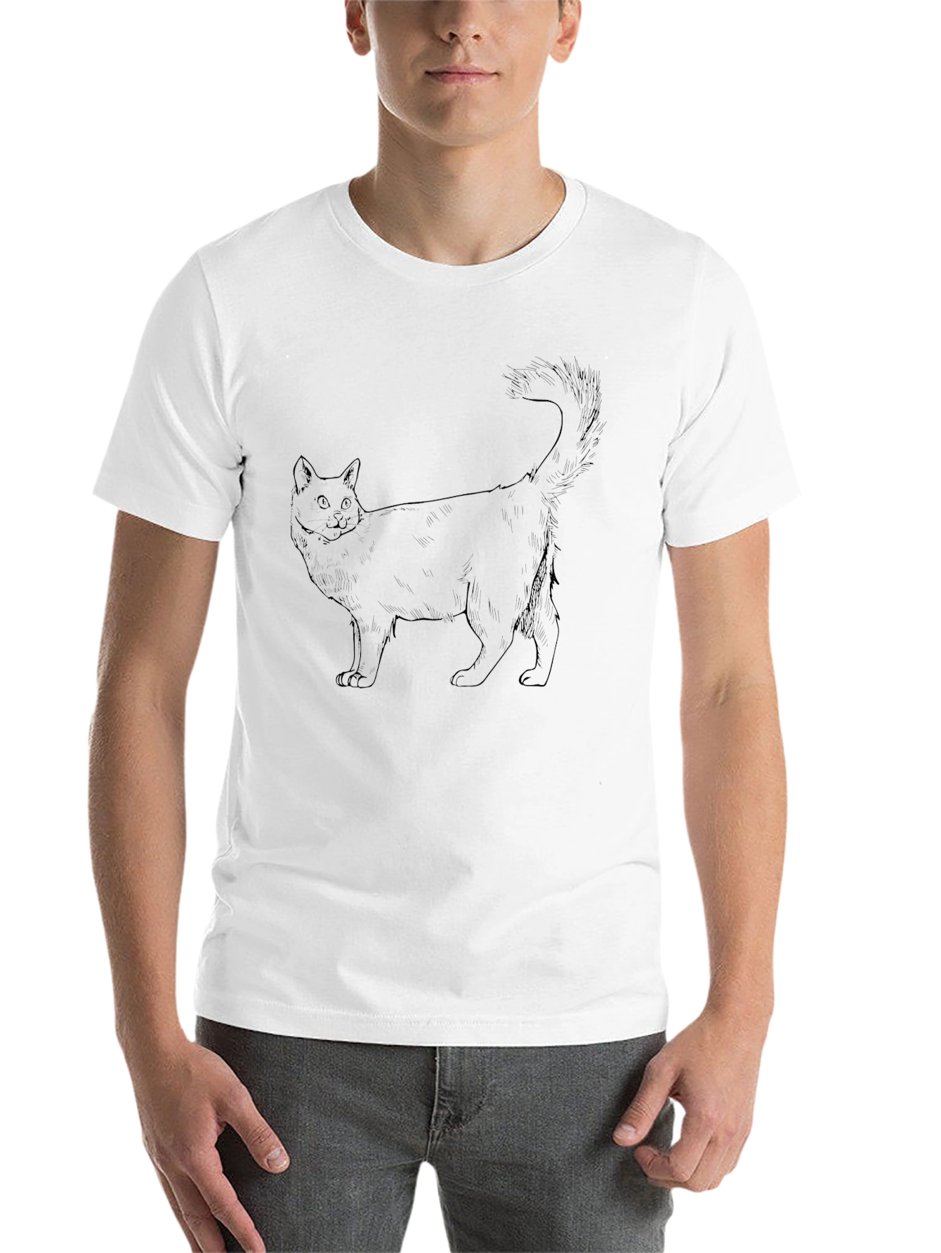 Black Black Cat Outline T-Shirt view 14
