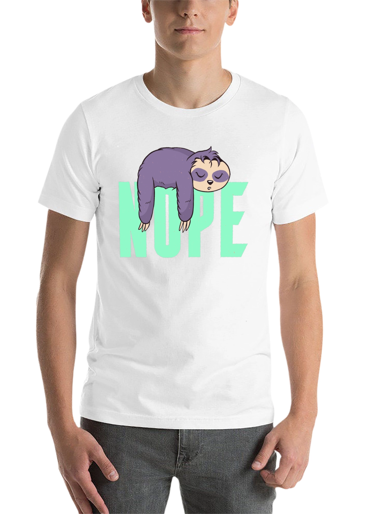 Black Nope Sloth Graphic Tee - Relaxed & Fun view 14