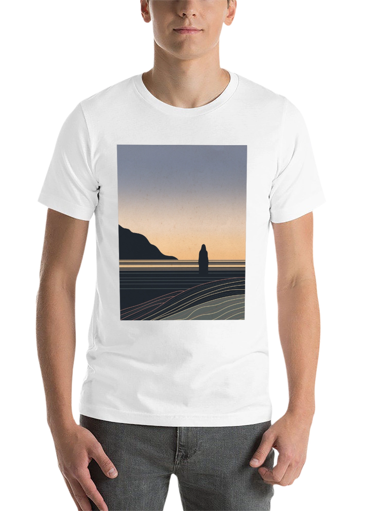 Black Minimalist Landscape Graphic T-Shirt - Black view 14