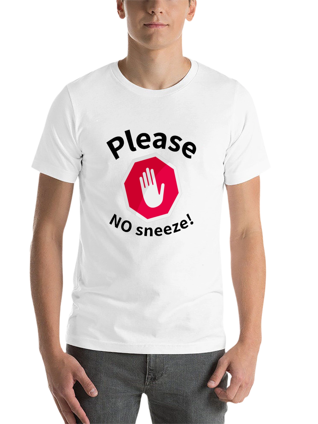 Black Please No Sneeze Funny T-Shirt view 14