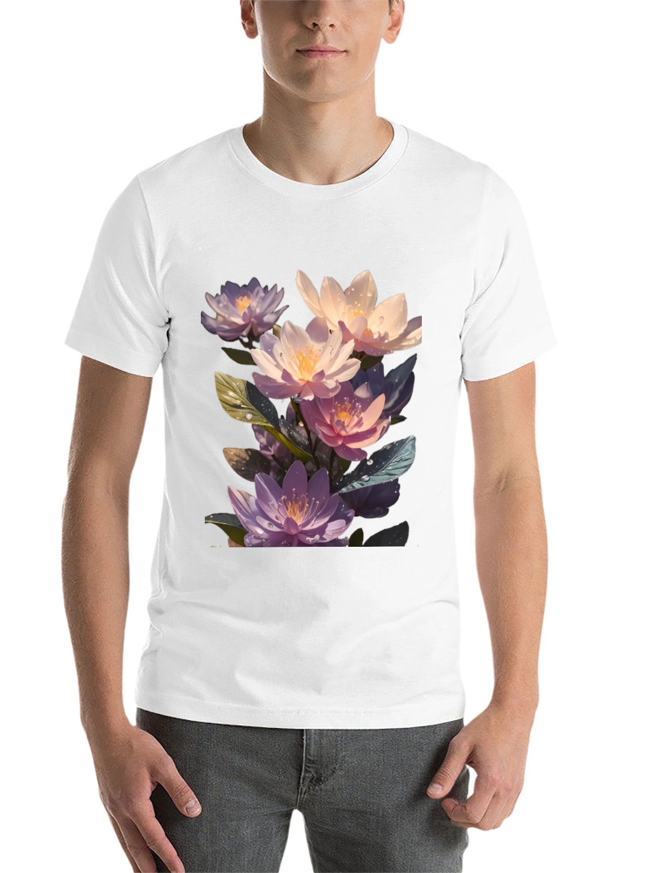 Black Floral Lotus Graphic T-Shirt - Premium Comfort Fit view 14