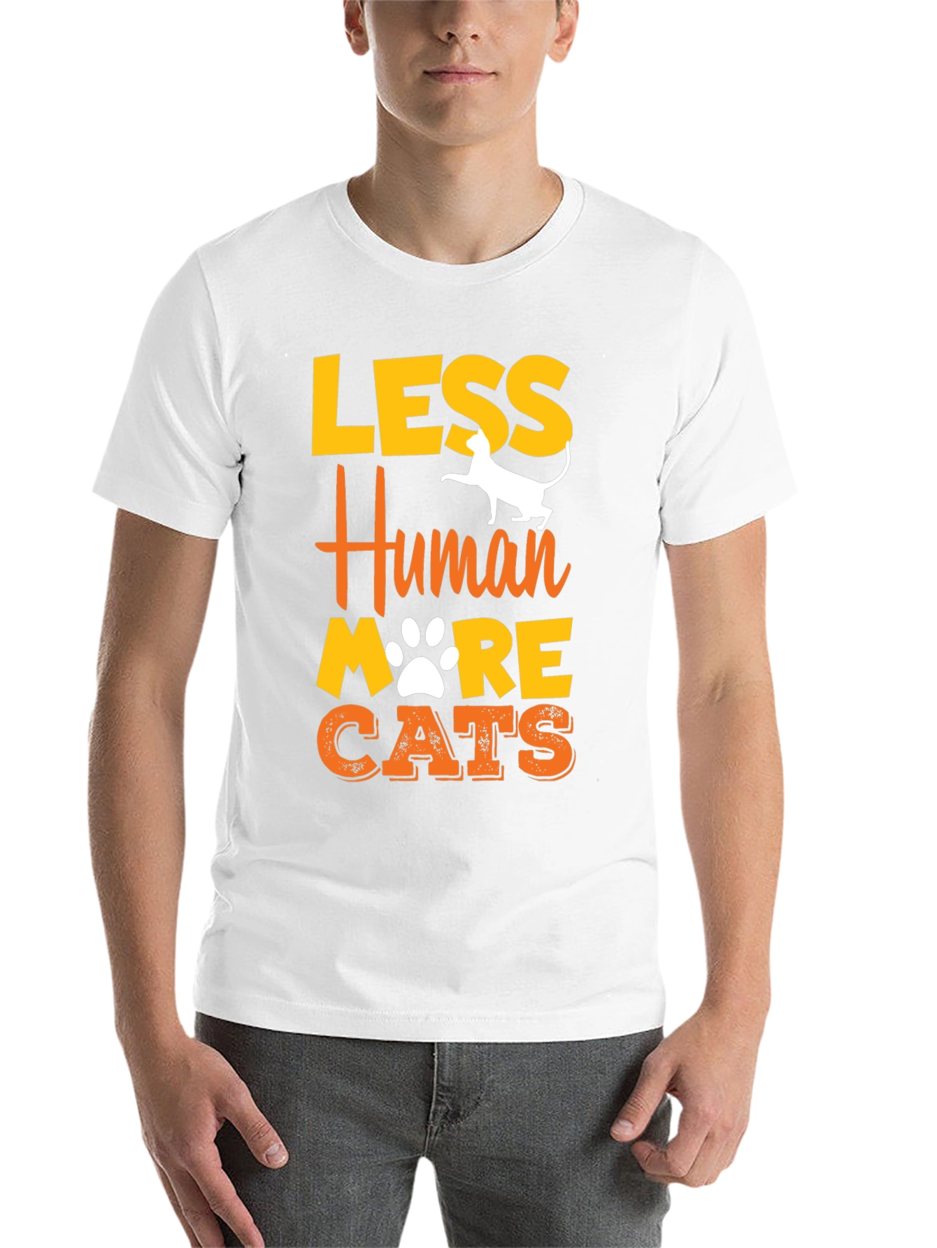 Black Less Human More Cats Graphic T-Shirt view 14