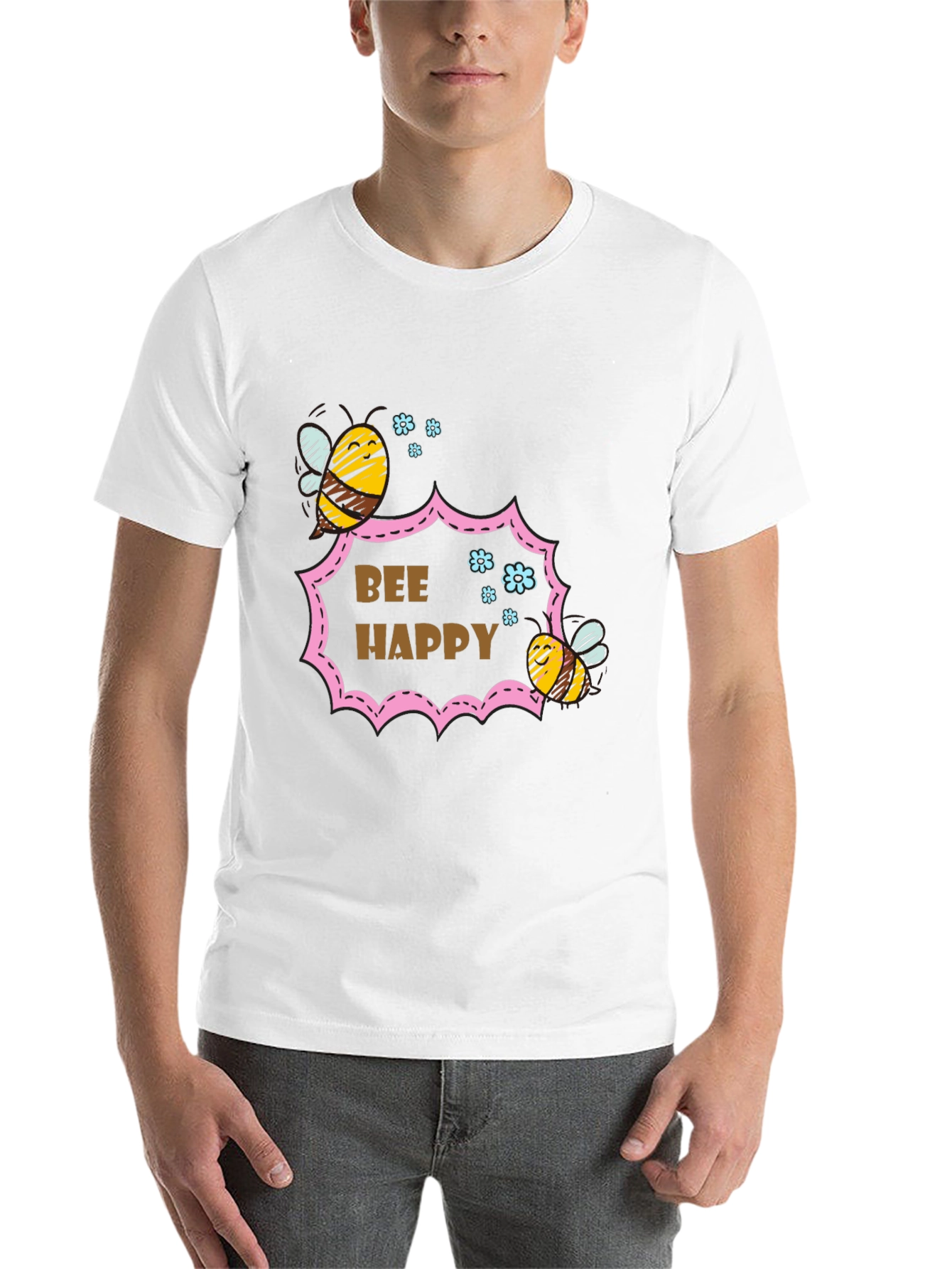 Black Bee Happy Graphic T-Shirt - Stylish Cotton Tee view 14