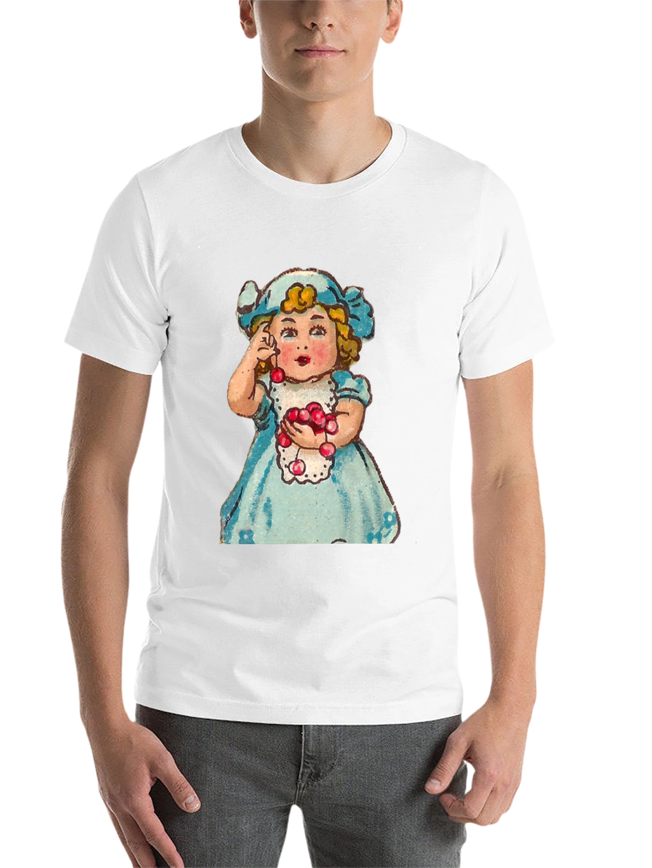 Black Cute Girl Cherry T-Shirt - Vintage Style view 14