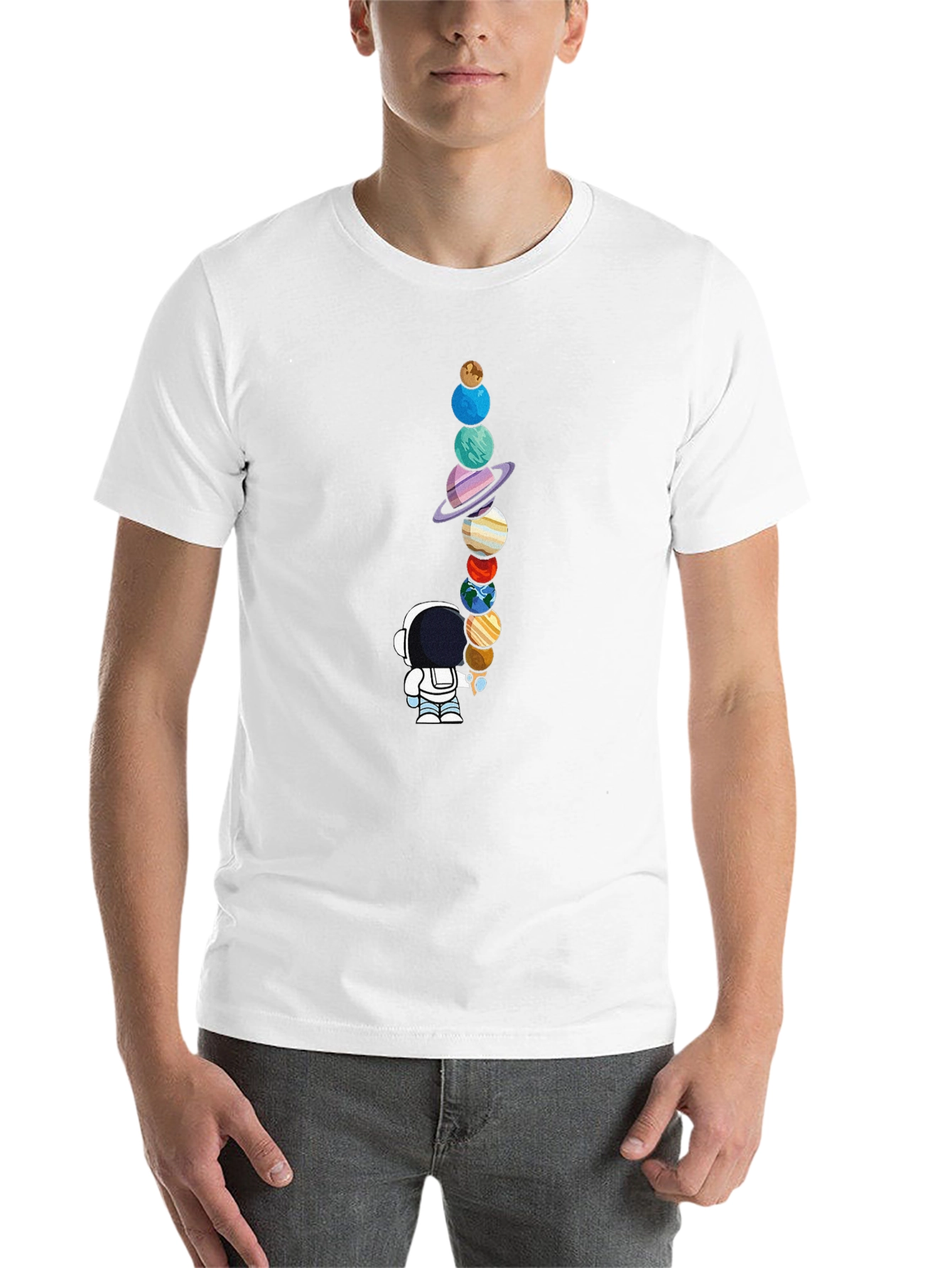 Black Astronaut Planets Graphic Tee - Space Lover's Black T-Shirt view 14