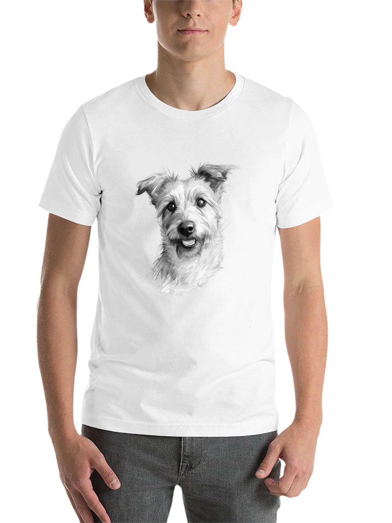 Black Dog Portrait Graphic Black T-Shirt view 14