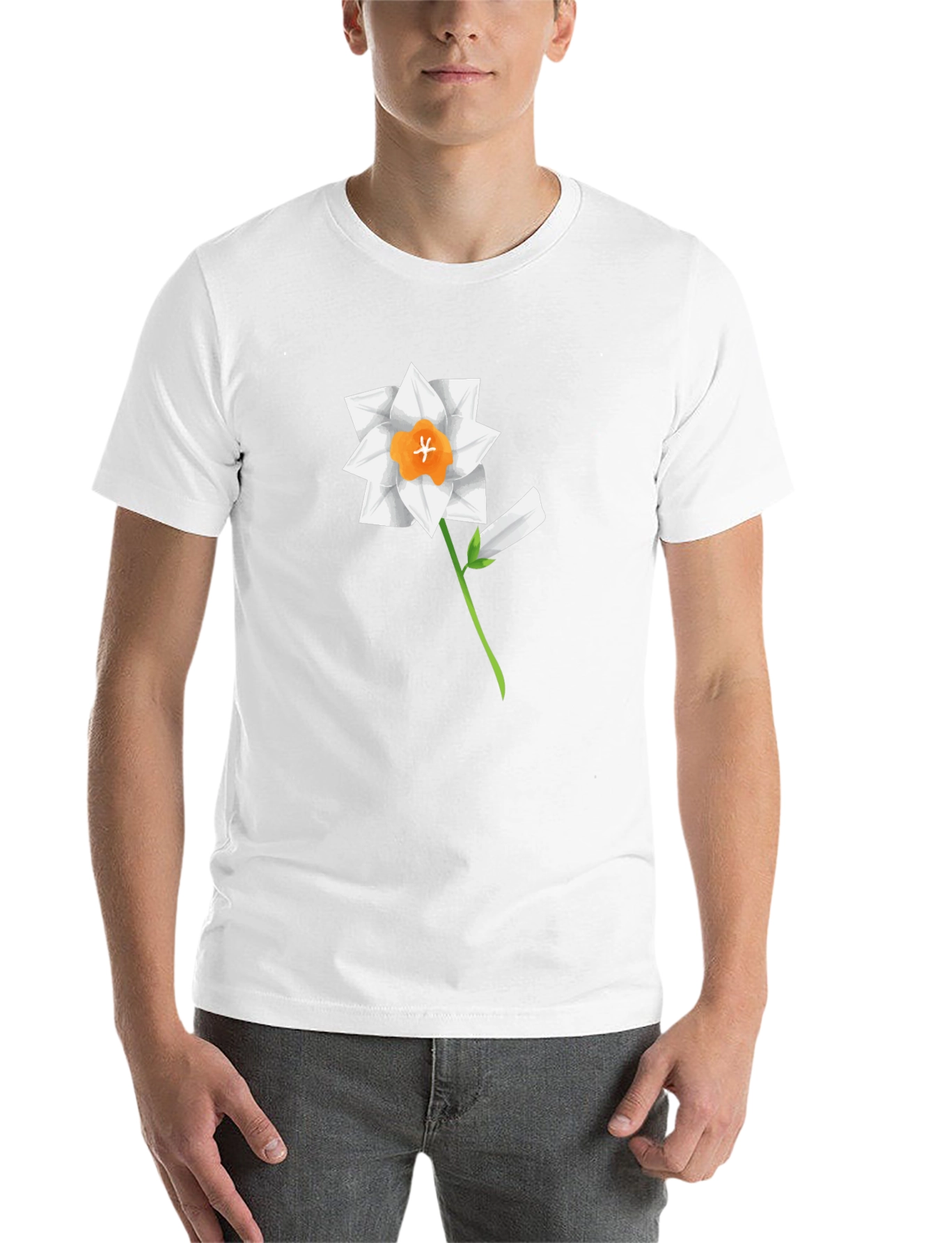 Black Floral Graphic Tee - Daffodil Design, Soft Cotton Blend view 14