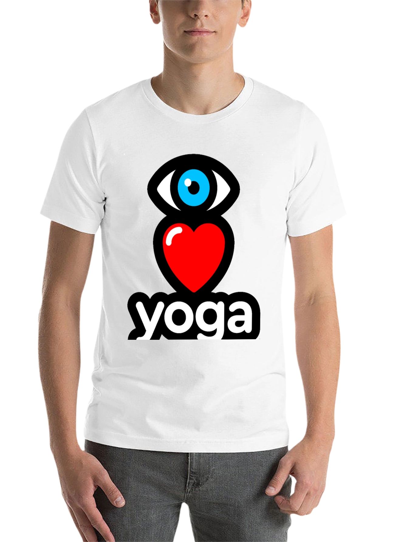Black Eye Heart Yoga Black Graphic T-Shirt view 14