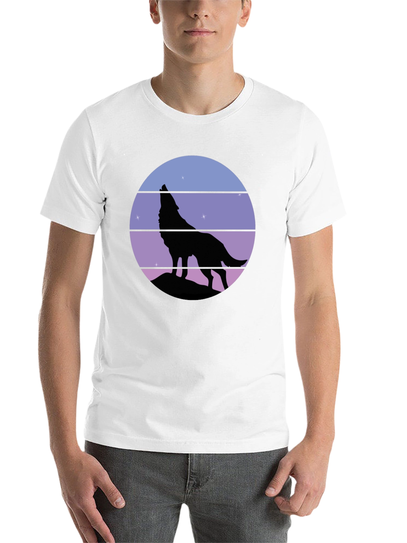 Wolf Howl Silhouette T-Shirt - Retro Style Tee - 14