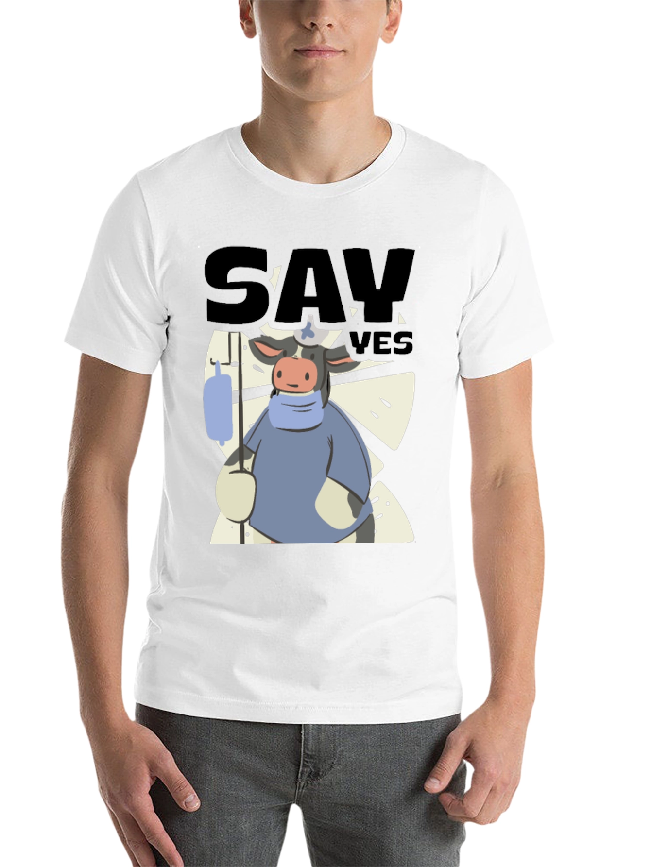 Black Say Yes Cow T-Shirt view 14