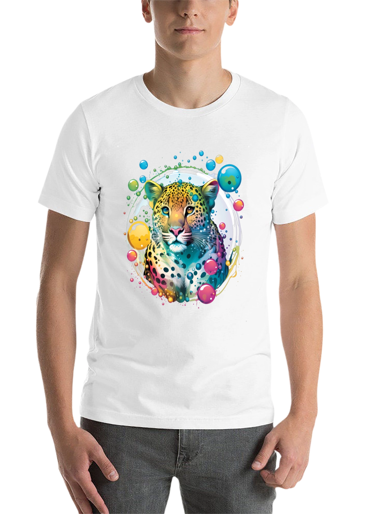 Black Vibrant Leopard Graphic T-Shirt view 14