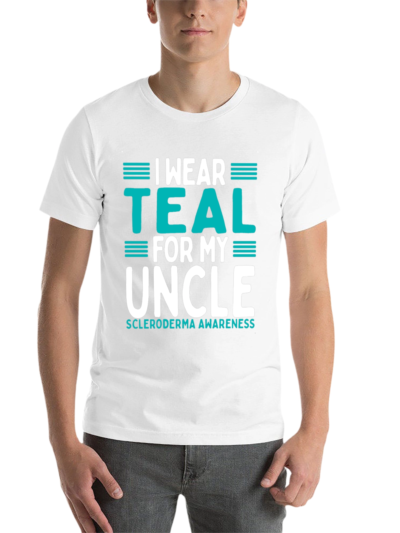 Black I Wear Teal For My Uncle T-Shirt Scleroderma Awareness Tee view 14