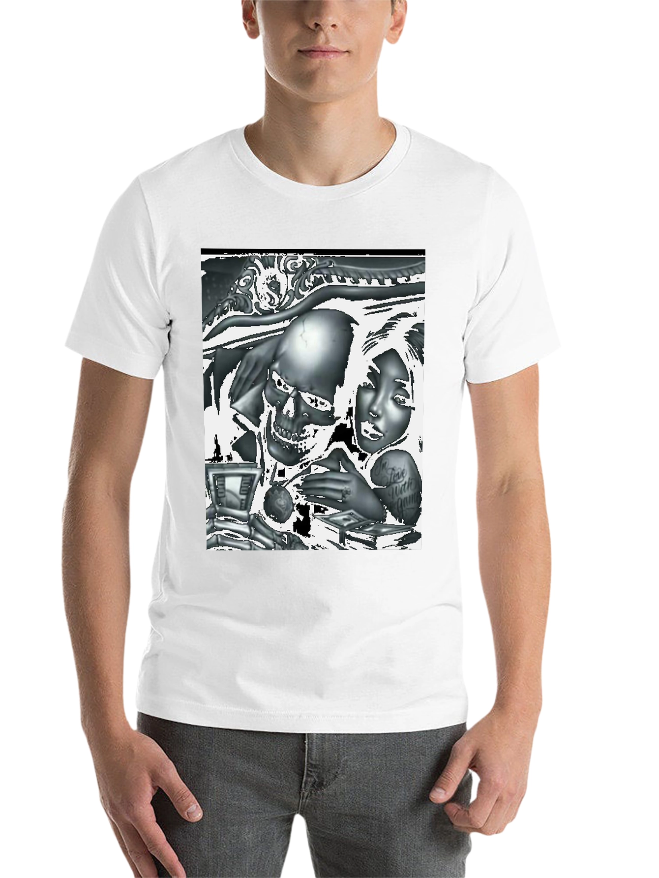 Black Skull and Woman Graphic Tee - Black view 14