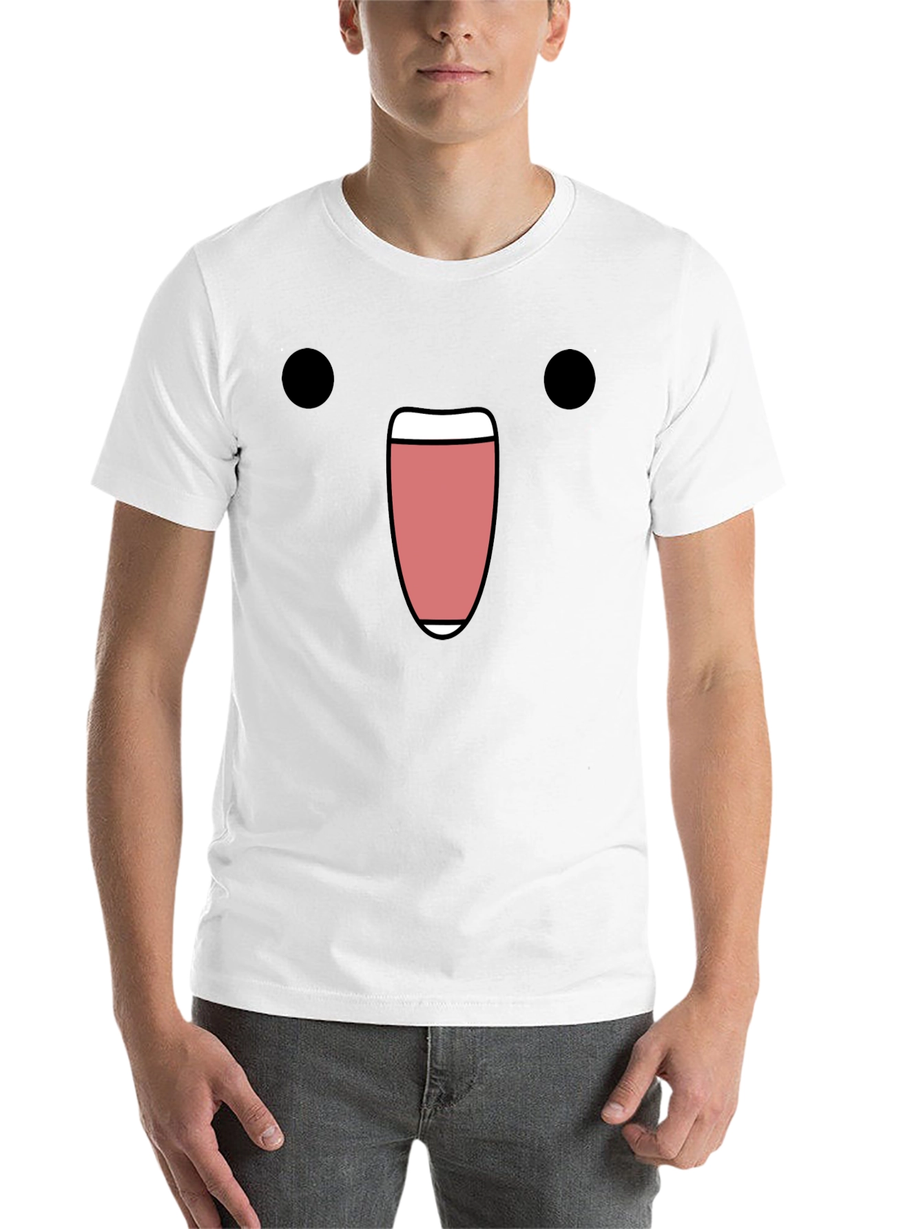 Black Funny Black T-Shirt with Cartoon Face Design view 14