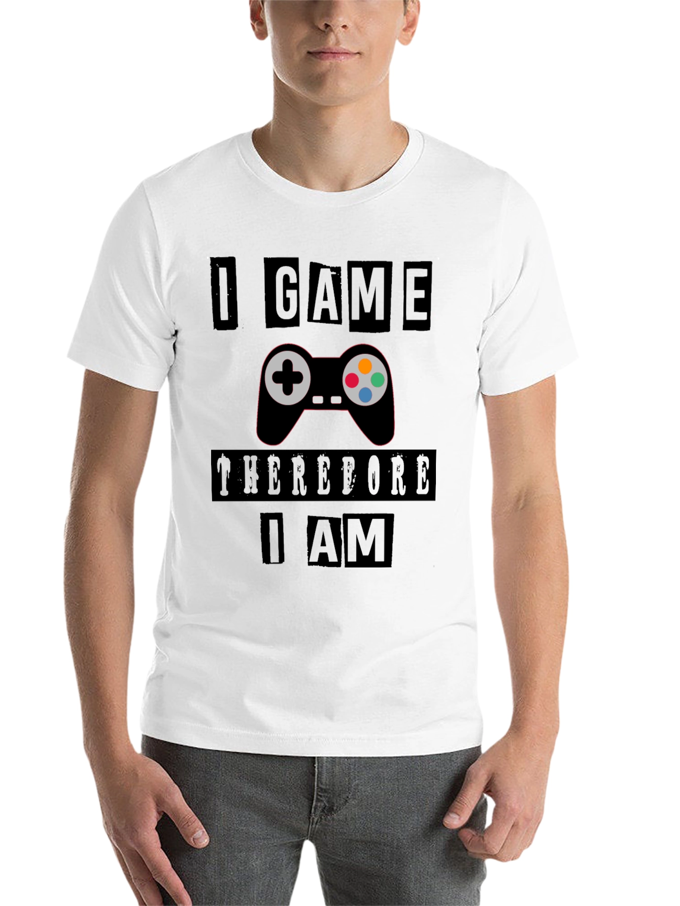 Black Gamer's Black T-Shirt: I Game Therefore I Am view 14