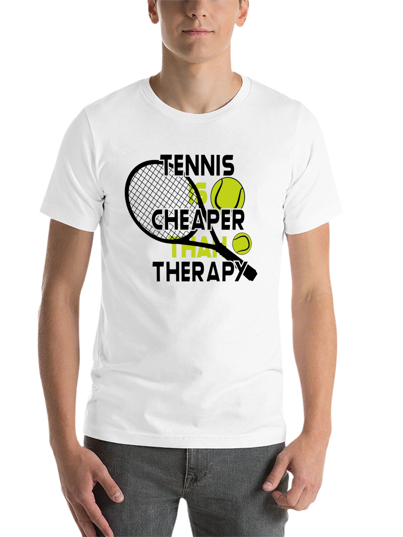 Black Tennis Cheaper Than Therapy Graphic T-Shirt view 14