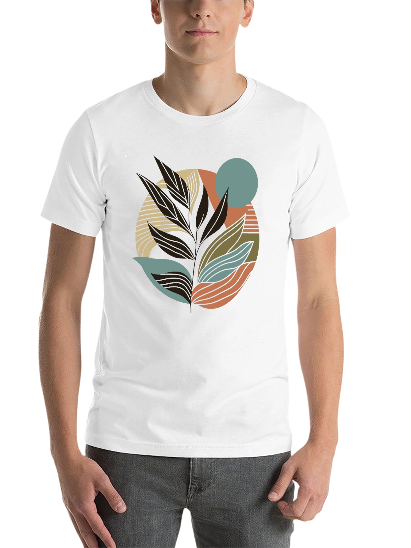 Black Abstract Leaf Graphic Print Tee view 14