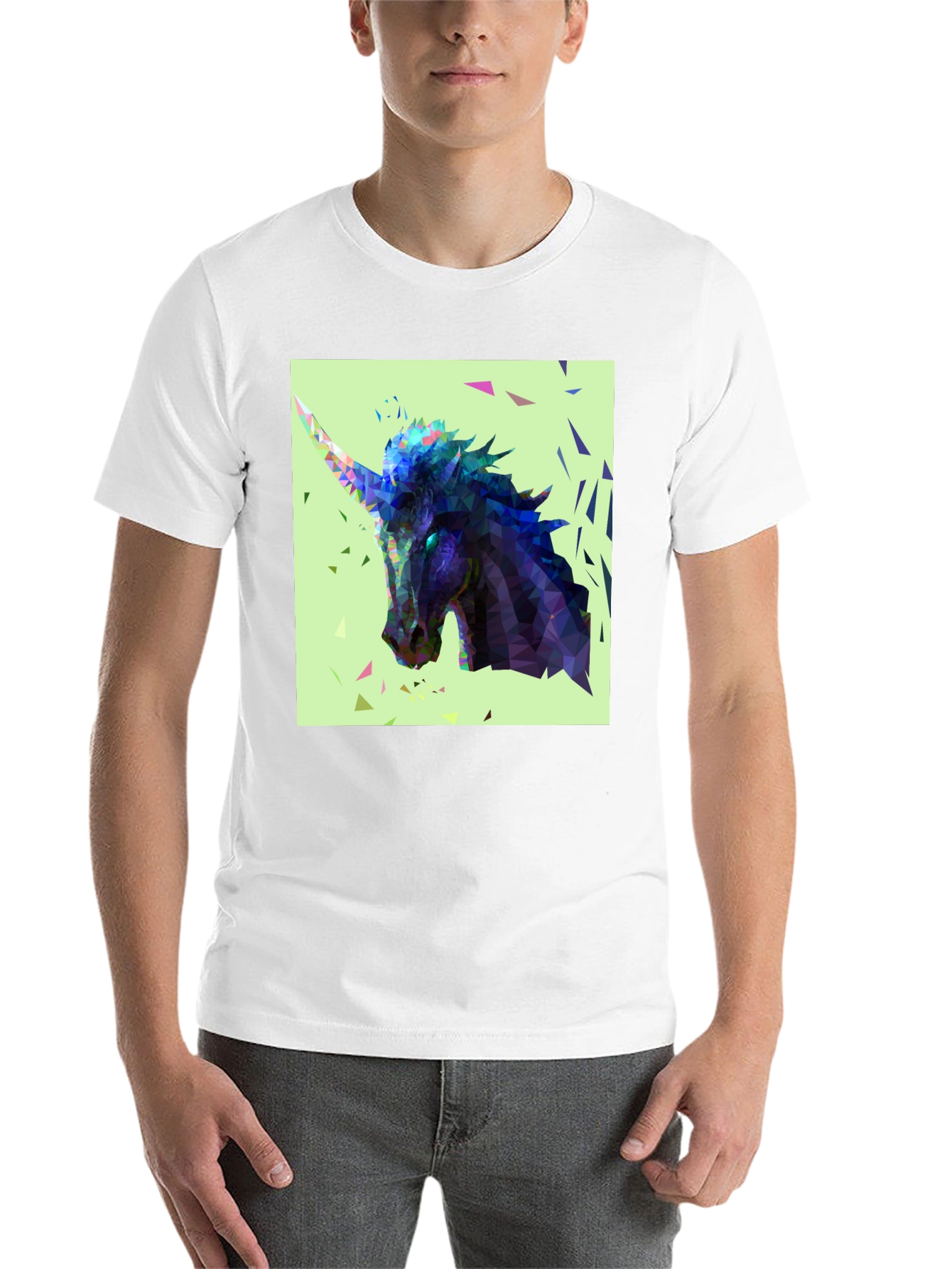 Black Geometric Unicorn Graphic Tee view 14