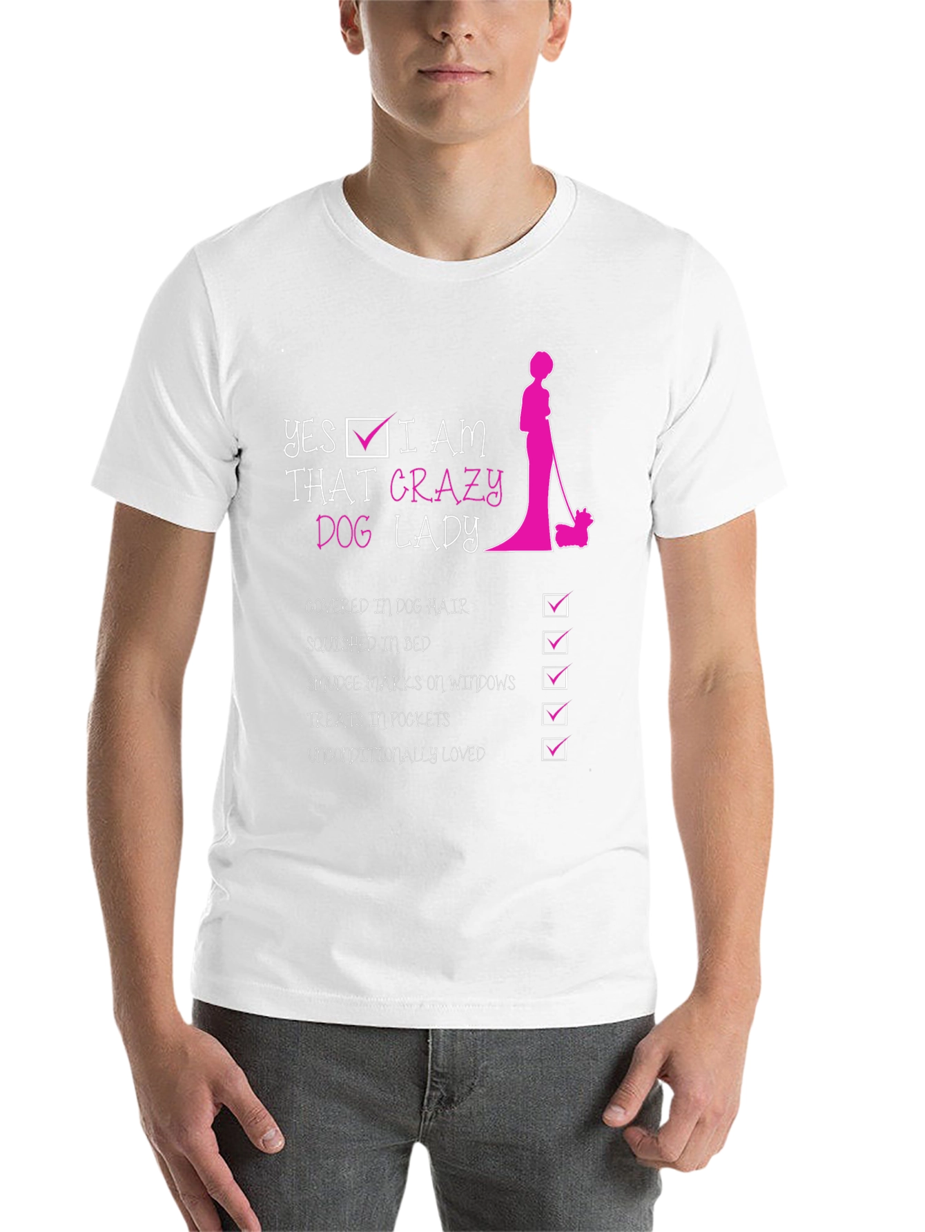 Black Crazy Dog Lady T-Shirt - Fun Novelty Tee for Dog Lovers view 14