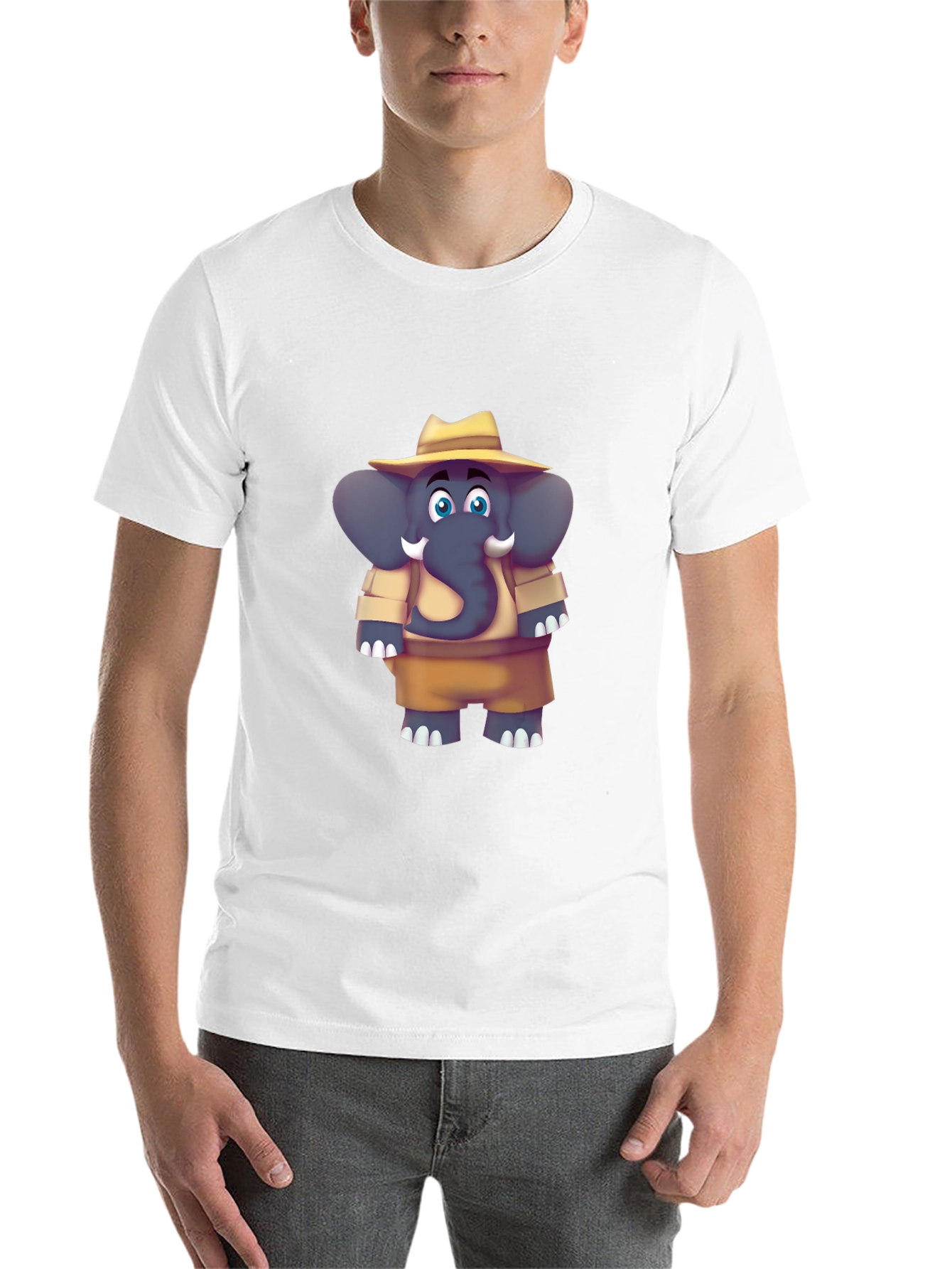 Black Elephant Cartoon Black T-Shirt view 14
