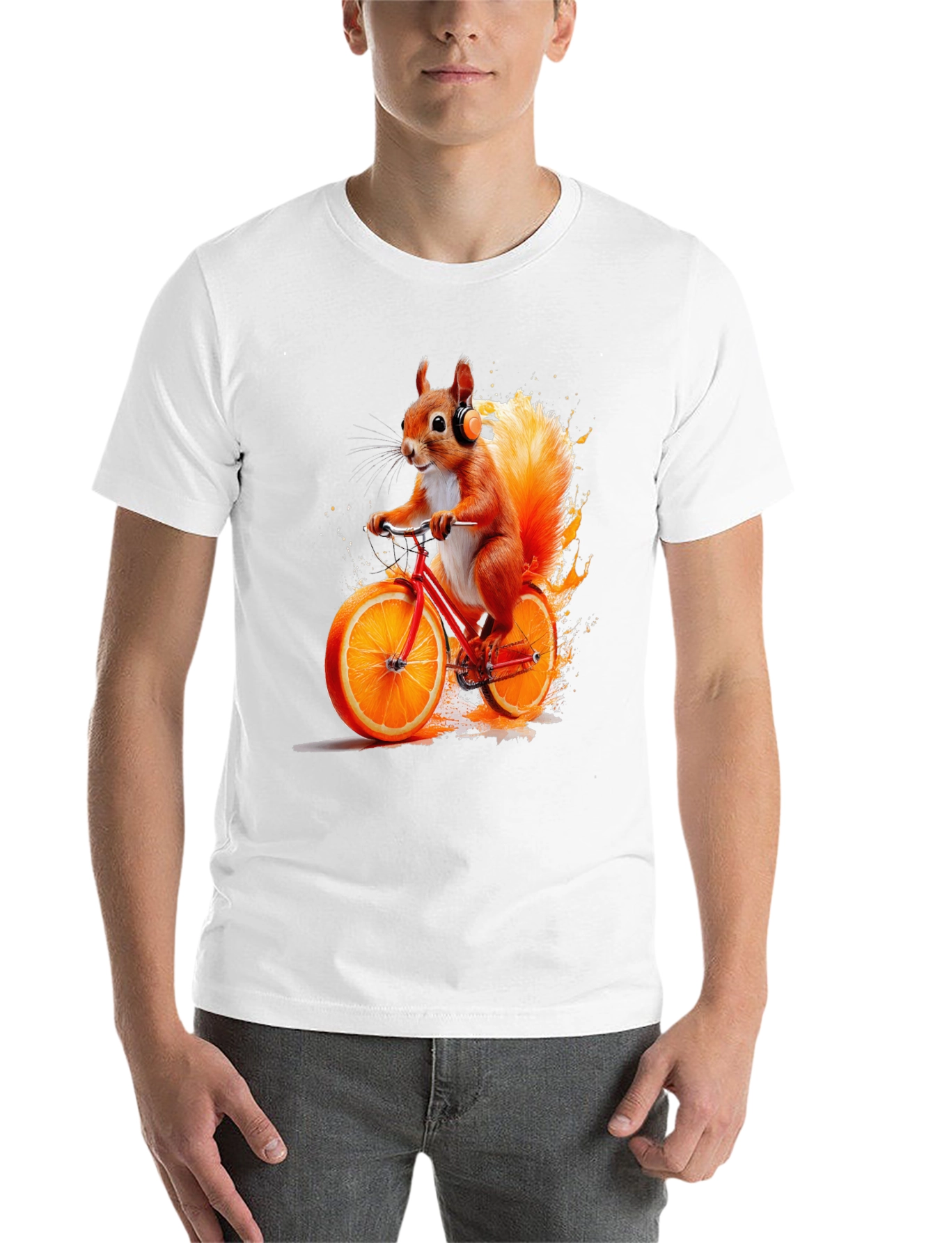 Black Squirrel on Orange Bike T-Shirt view 14