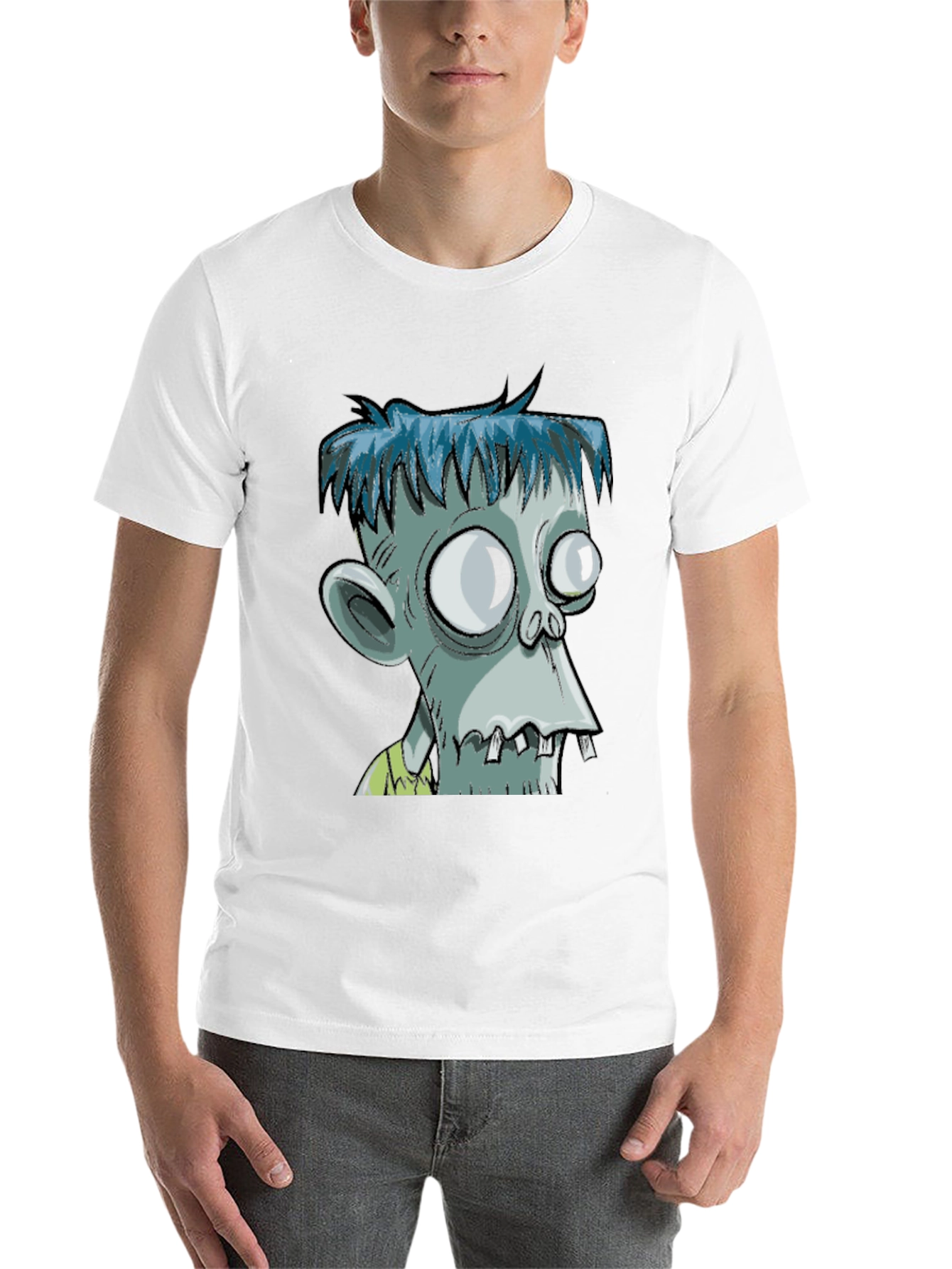 Black Zombie Cartoon Graphic T-Shirt view 14