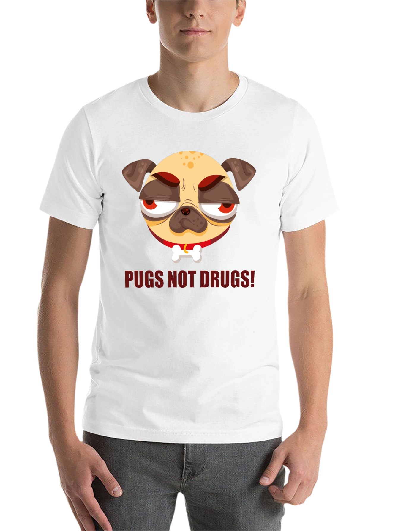 Black Pugs Not Drugs! Graphic Tee view 14