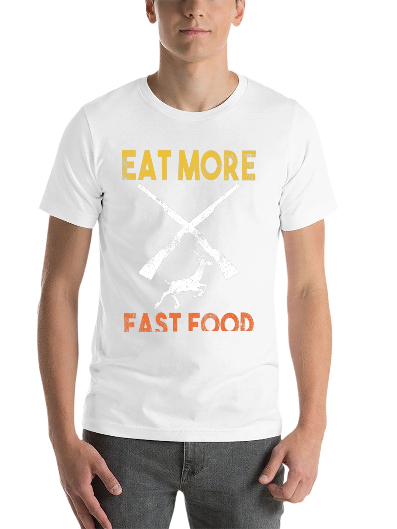 Black Eat More Fast Food T-Shirt Hunter Design view 14