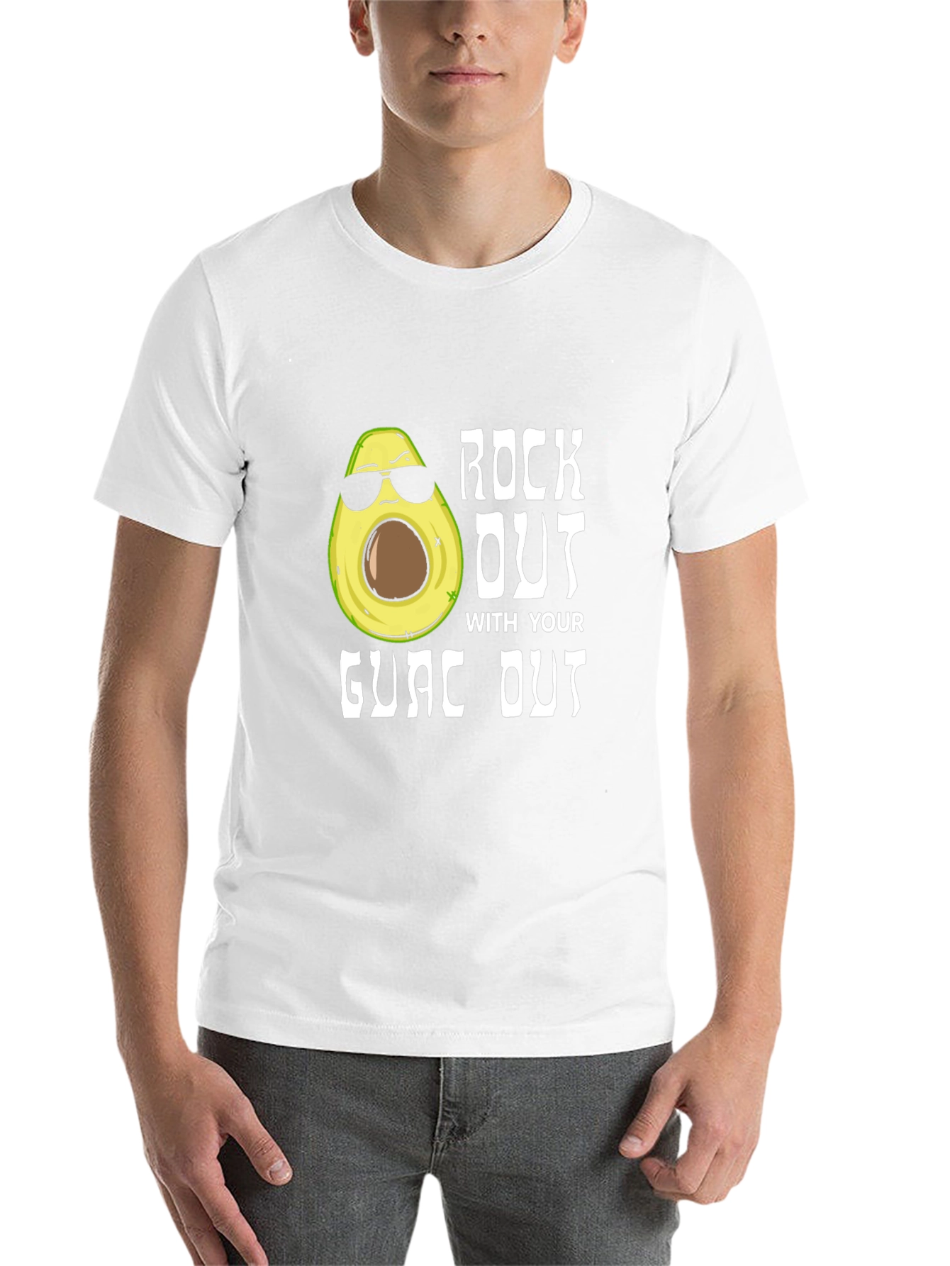Black Rock Out With Your Guac Out Funny Avocado T-Shirt view 14